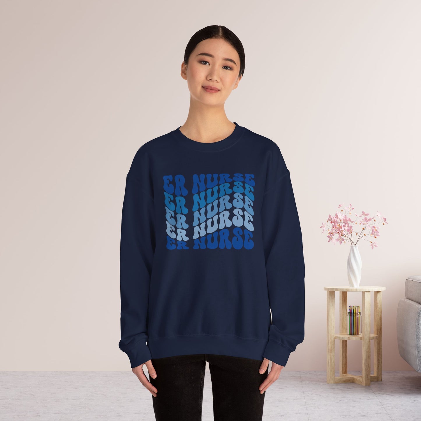Groovy Blue ER Nurse Sweatshirt - Emergency Nurse Crewneck
