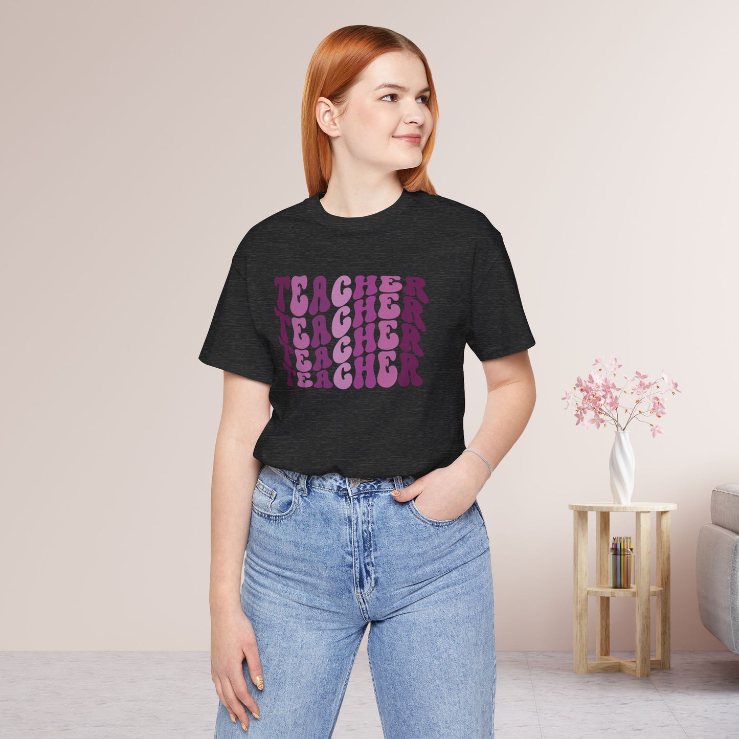 Groovy Purple Teacher Soft Cotton Tee for School Teachers