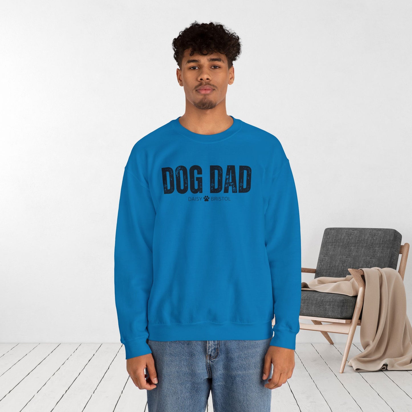 Custom Dog Dad Sweatshirt with Dogs Name - Personalized Gift for Dog Dad