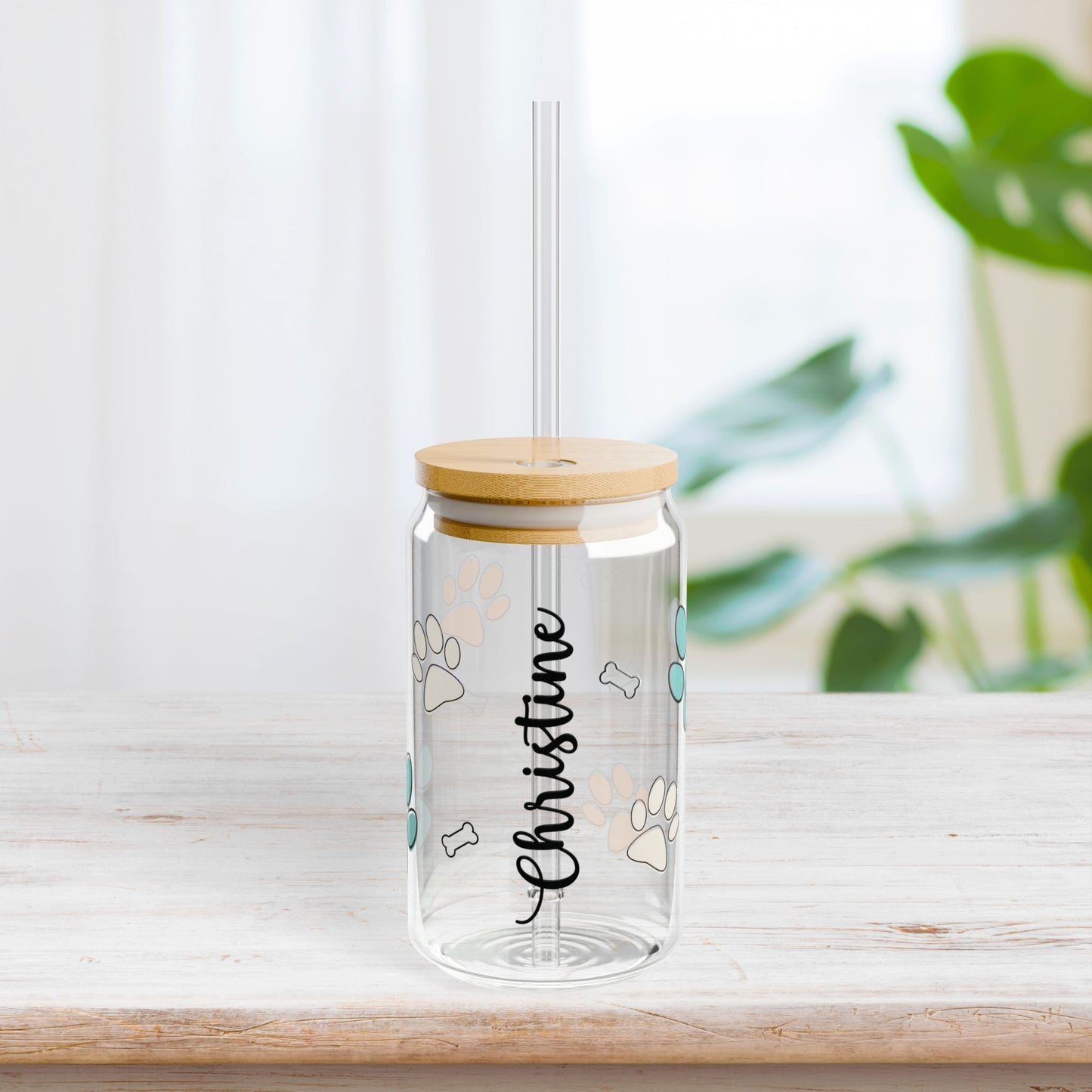 Personalized Dog Mom Sipper Glass with Names - Custom Dog Lovers Gifts