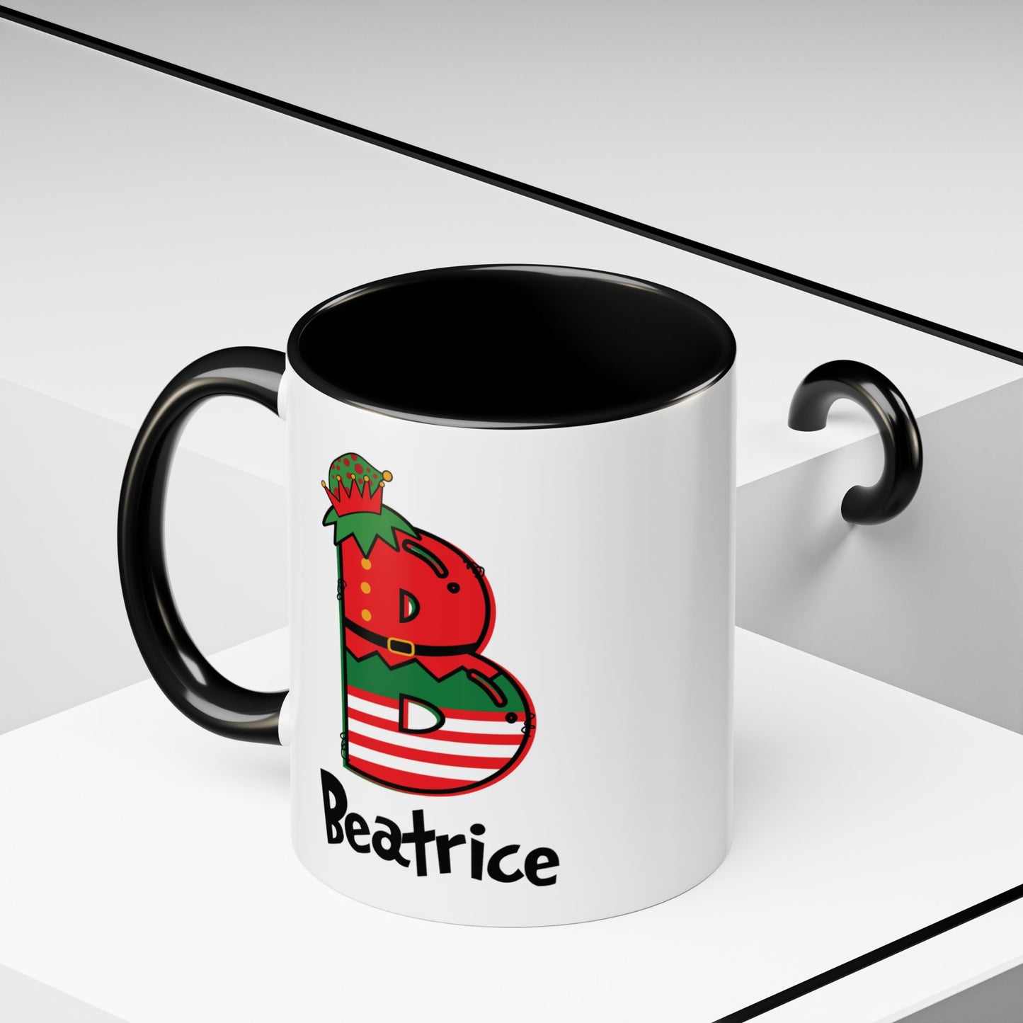 Custom Name Christmas Elf Initial Letter Mug - Personalized Christmas Gifts A-Z