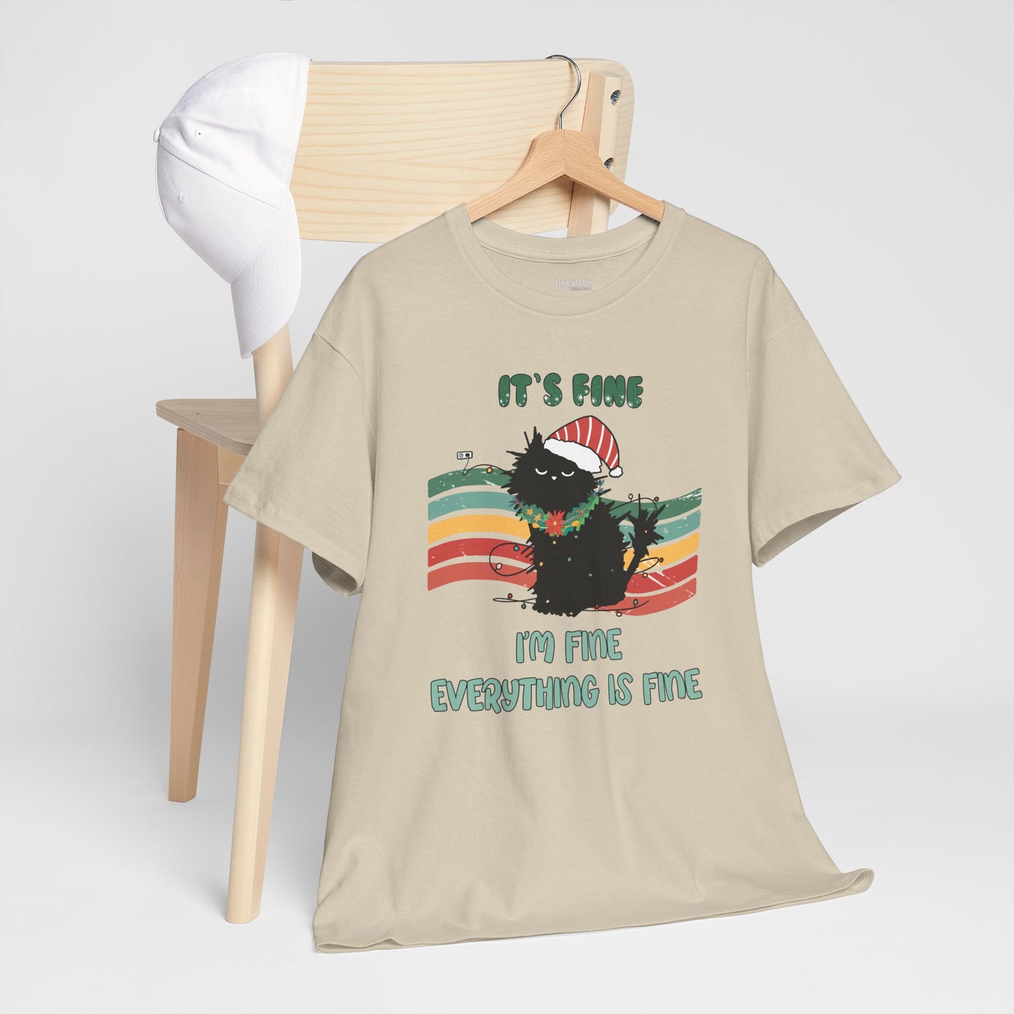 It's Fine Funny Cat Christmas Heavy Cotton Tee - Cat Lovers Christmas Gift