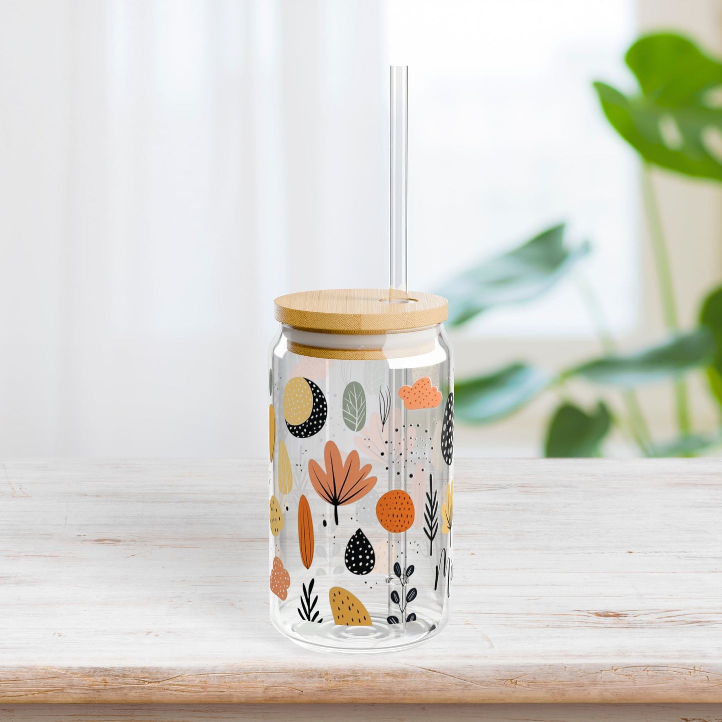 Boho Personalized Floral Sipper Glass with First Name - Custom Name Gifts A-Z