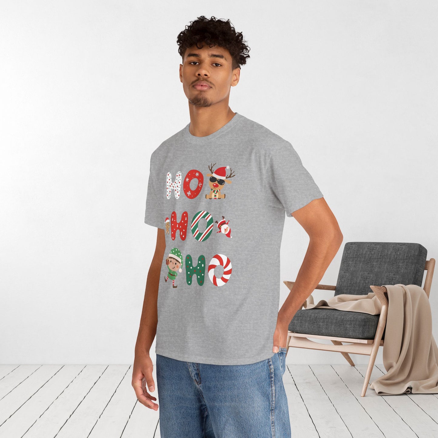Ho Ho Ho Christmas Shirt - Matching Family Christmas Heavy Cotton Tee