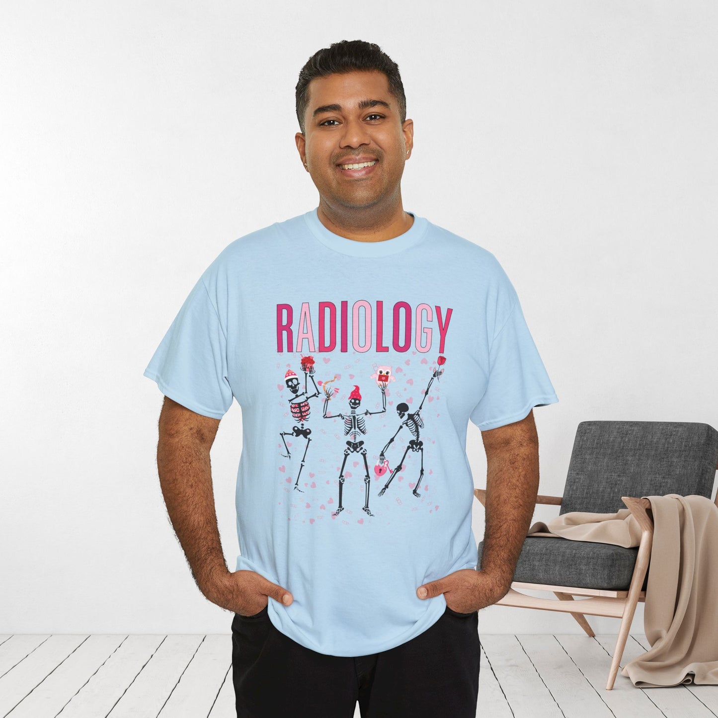 Dancing Skeleton Valentine's Day Radiology Heavy Cotton Tee