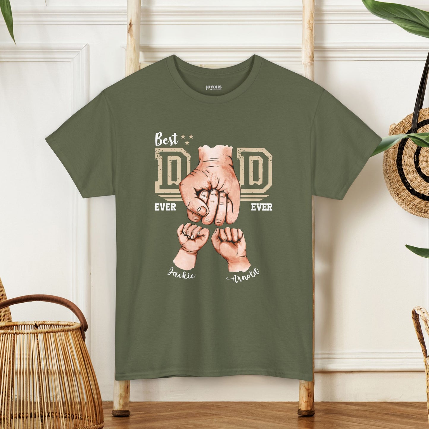Custom Dad Heavy Cotton Tee with Kids Name - Personalized Gift for Dad