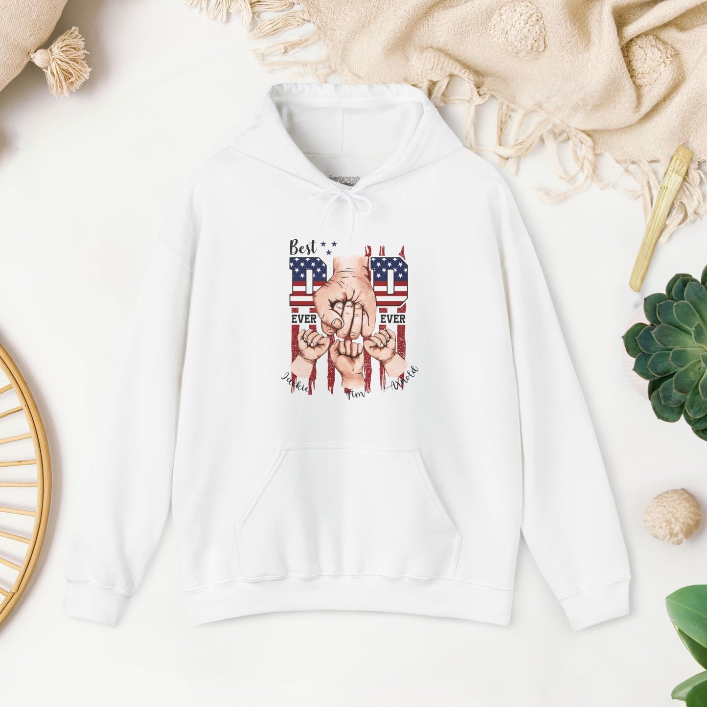 Custom Dad Hoodie with Kids Name - Personalized Gift for Dad