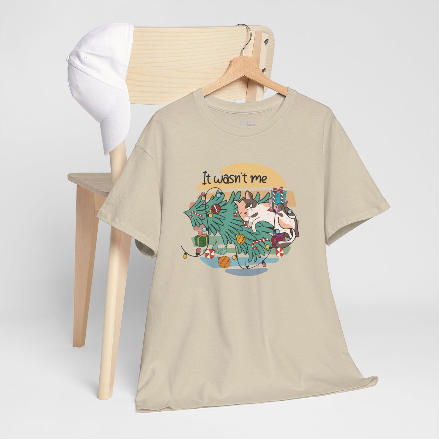 It Wasn't Me Funny Cat Christmas Heavy Cotton Tee - Cat Lovers Christmas Gift