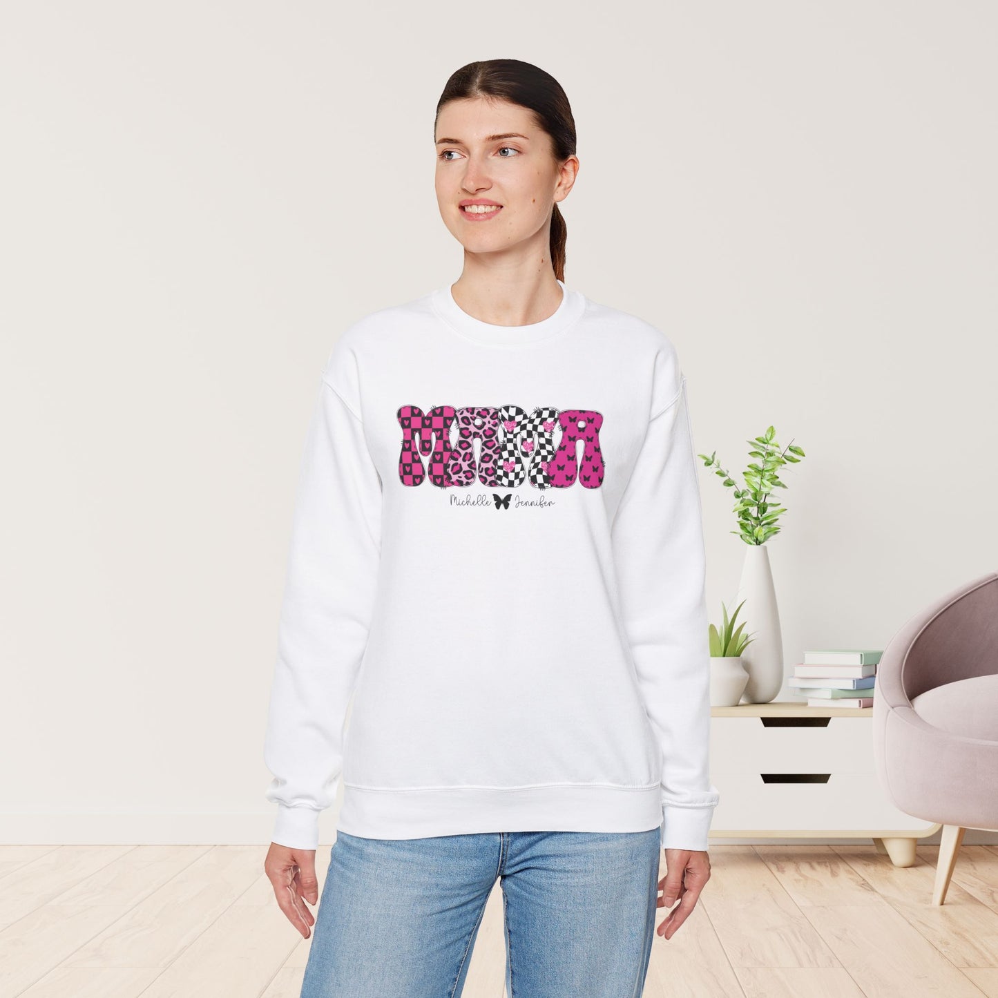 Custom Mama Sweatshirt with Kids Name - Personalized Gift for Mom