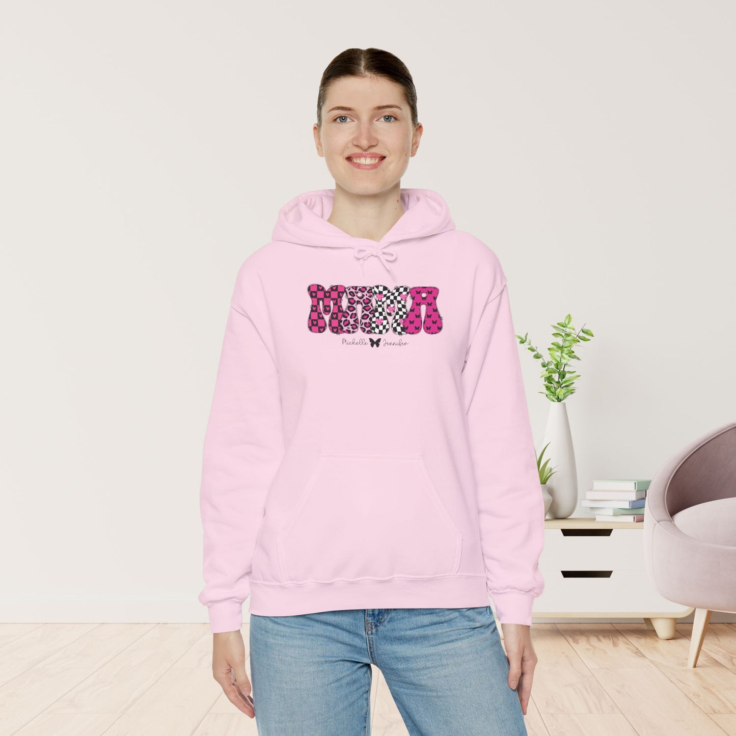 Custom Mama Hoodie with Kids Name - Personalized Gift for Mom