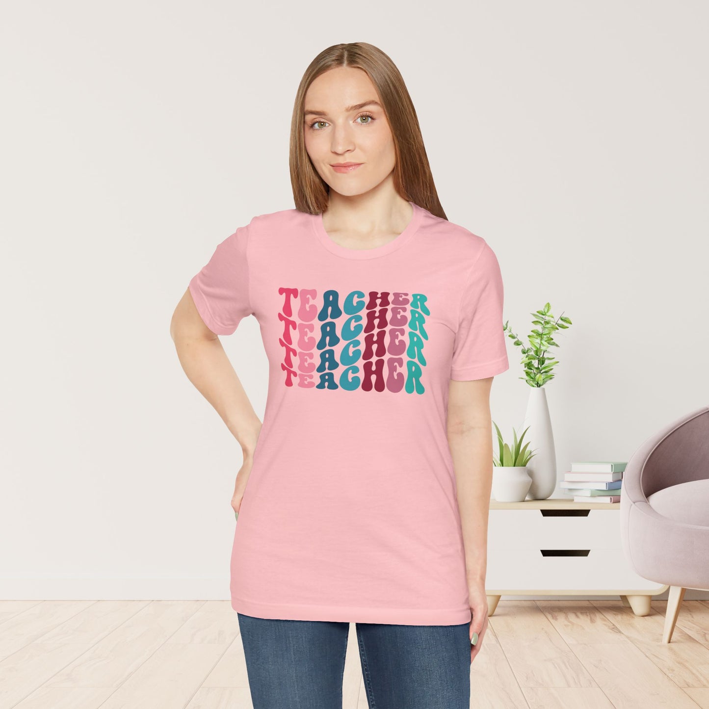 Groovy Colorful Teacher Soft Cotton Tee for School Teachers