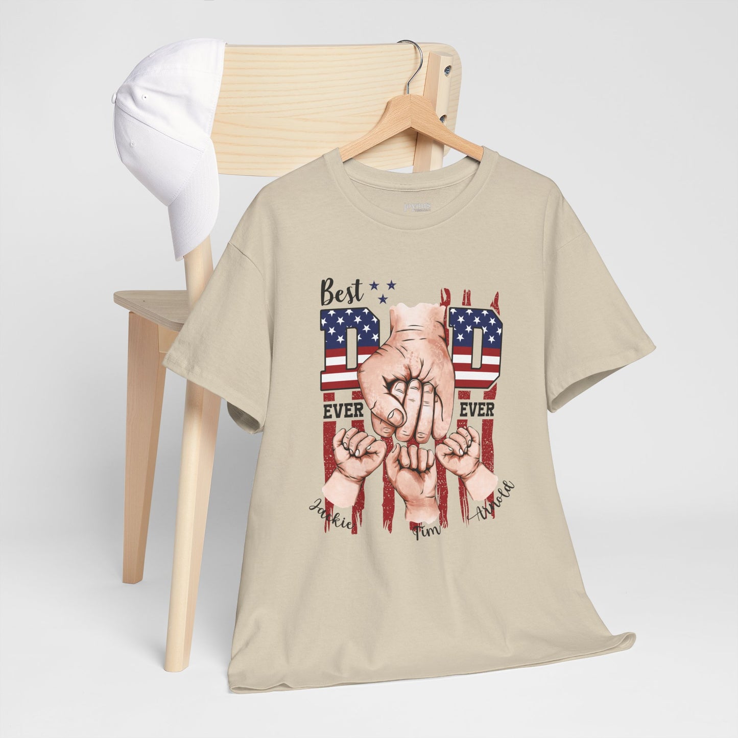 Custom Dad Heavy Cotton Tee with Kids Name - Personalized Gift for Dad