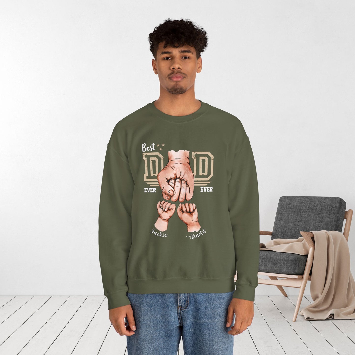 Custom Dad Sweatshirt with Kids Name - Personalized Gift for Dad