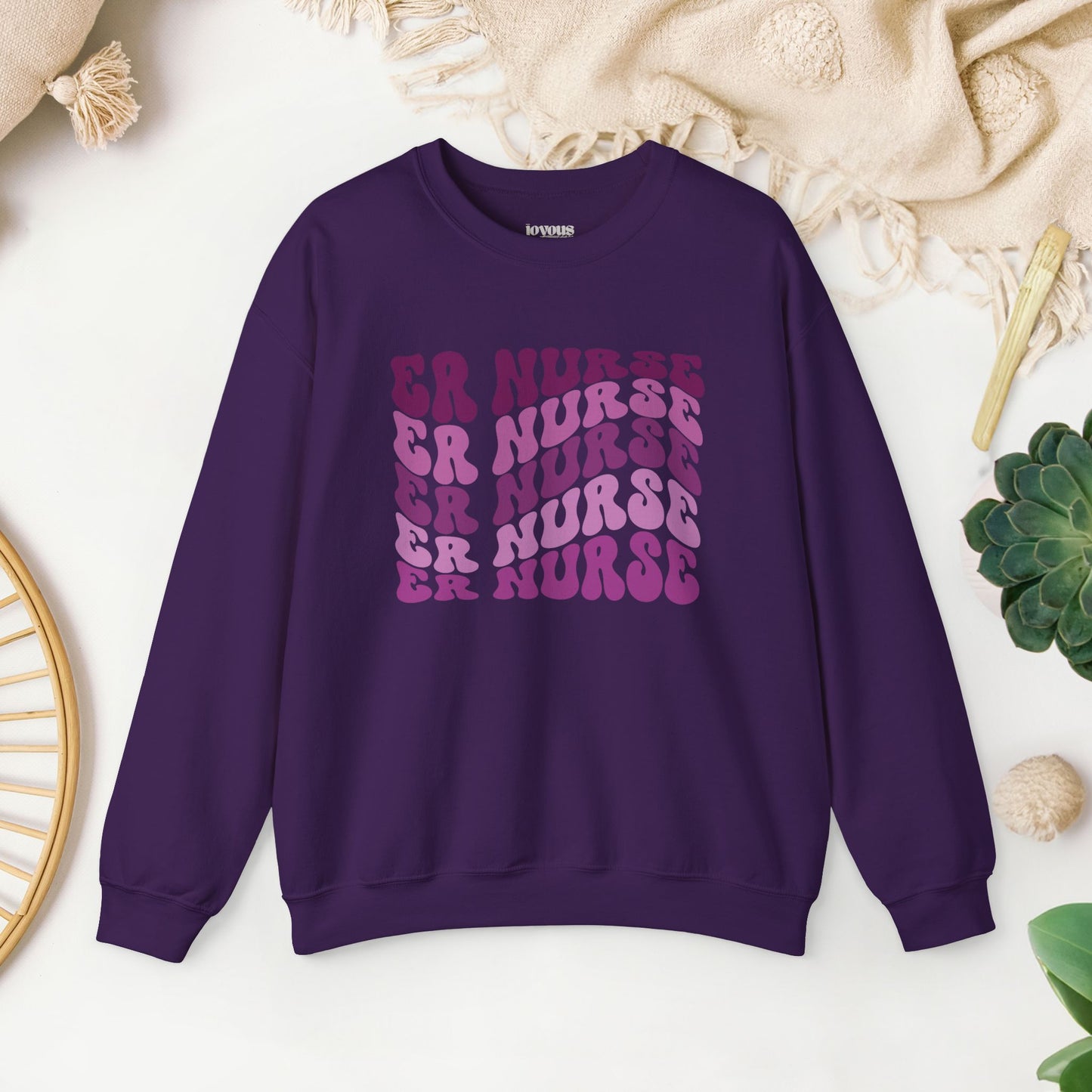 Groovy Purple ER Nurse Sweatshirt - Emergency Nurse Sweatshirt