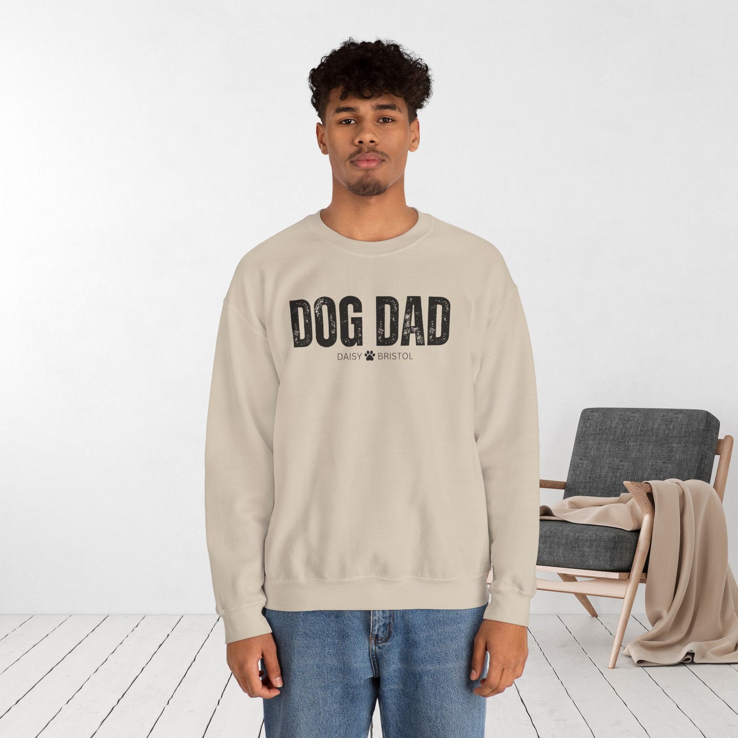 Custom Dog Dad Sweatshirt with Dogs Name - Personalized Gift for Dog Dad