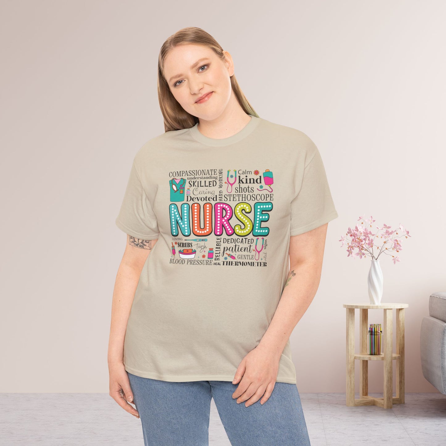 Trendy Nurse Heavy Cotton Tee for Dedicated Registered Nurse