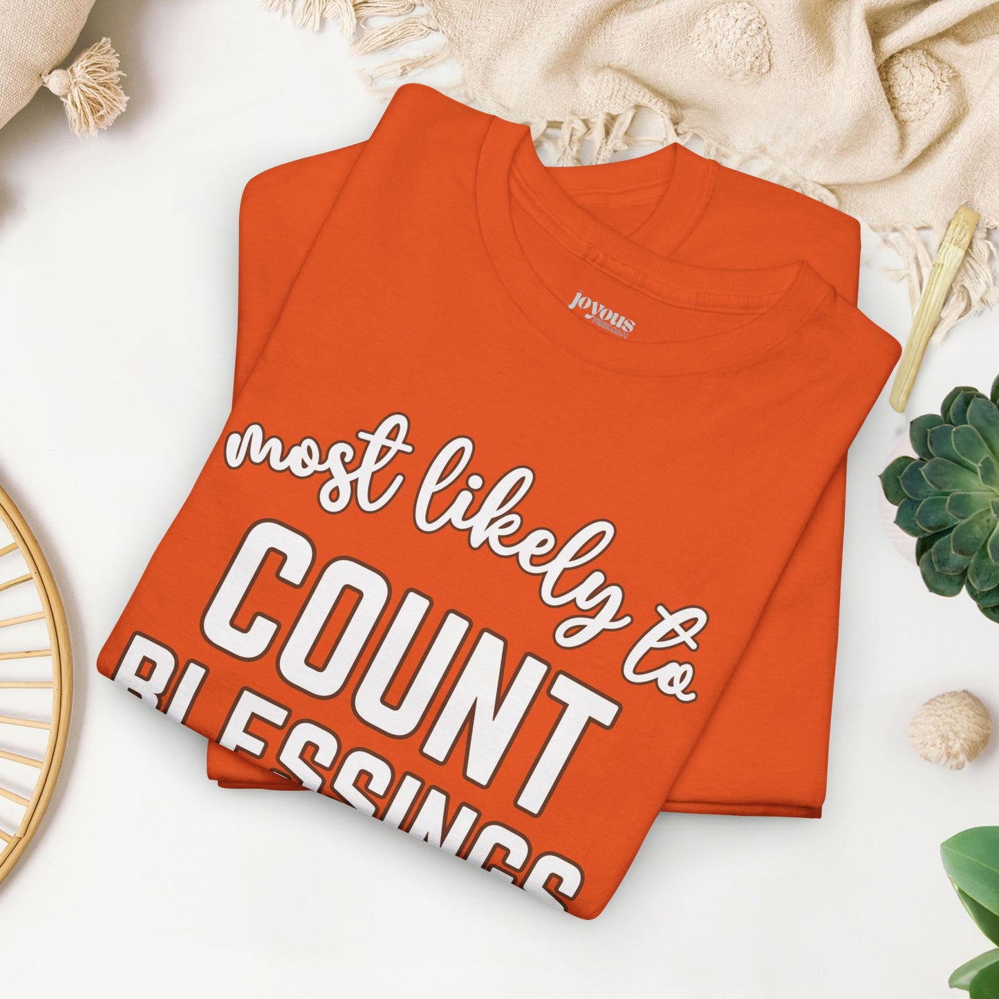 Funny Thanksgiving Shirt - Most Likely to Count Blessings Heavy Cotton Tee