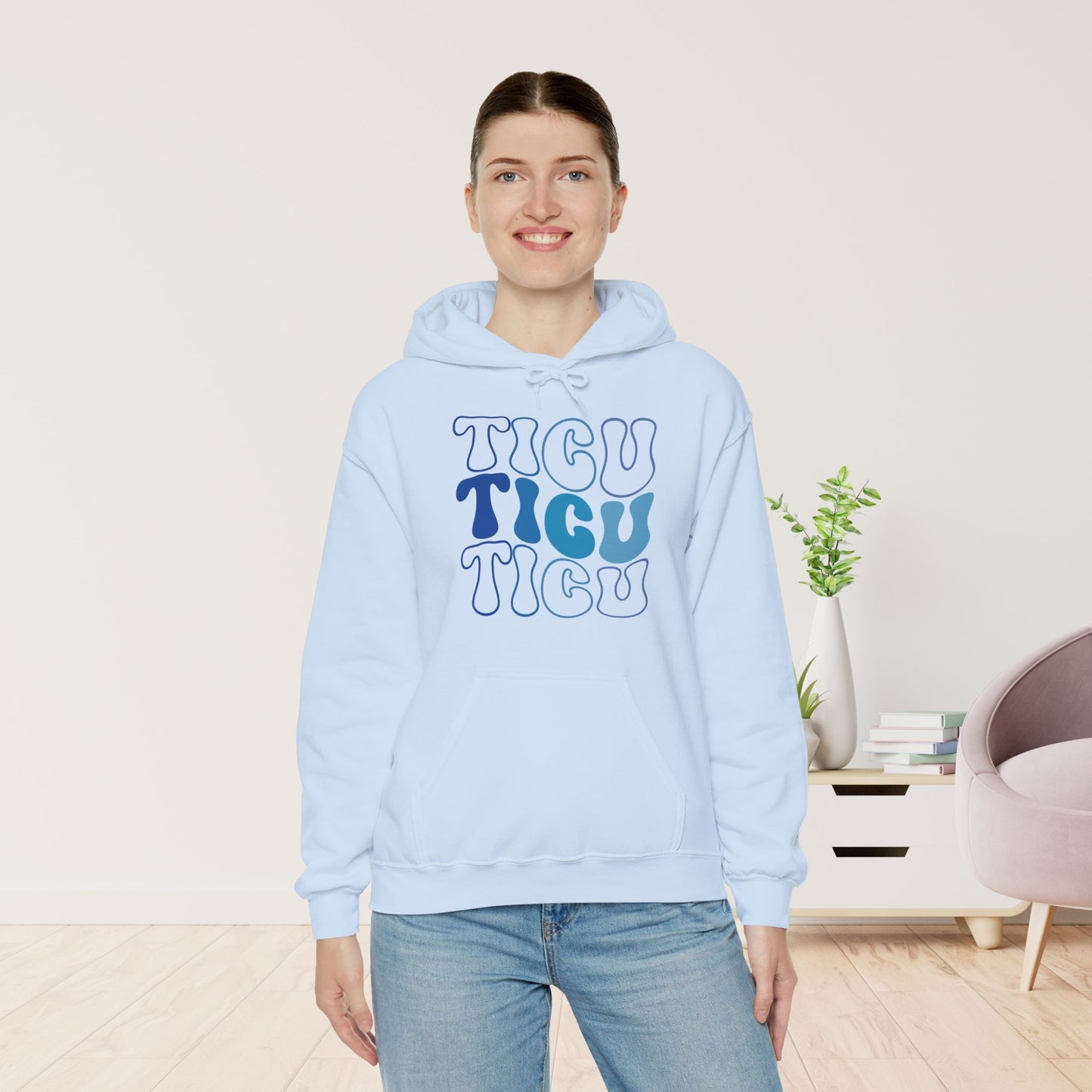Groovy Blue TICU Hoodie - Trauma ICU Nurse Hoodie