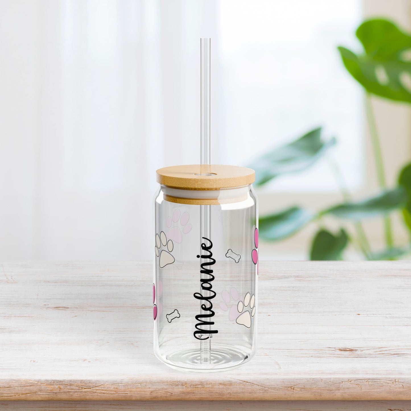 Personalized Dog Mom Sipper Glass with Names - Custom Dog Lovers Gifts