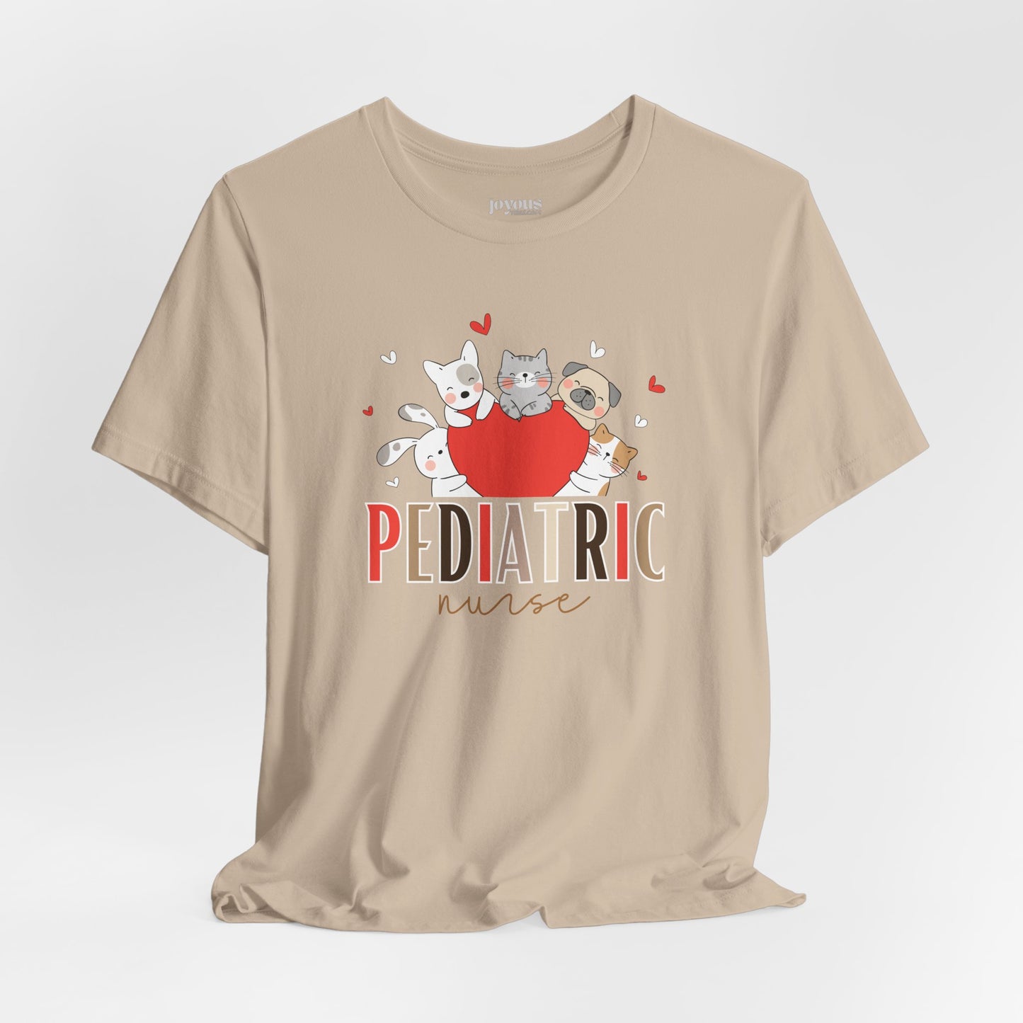 Pediatric Nurse Soft Cotton Tee with Cute Dogs and Cats for PEDS Nurse