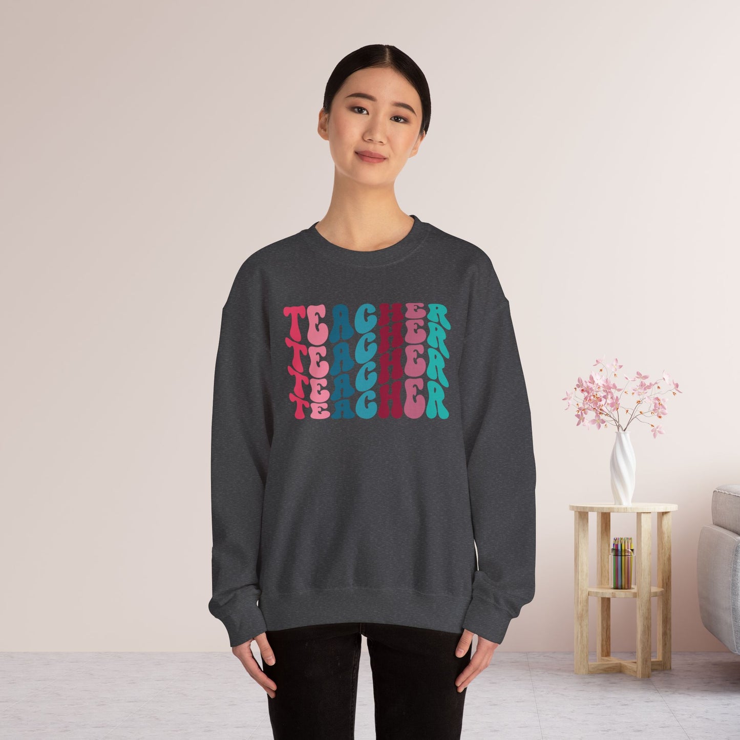 Groovy Colorful Teacher Sweatshirt for School Teachers
