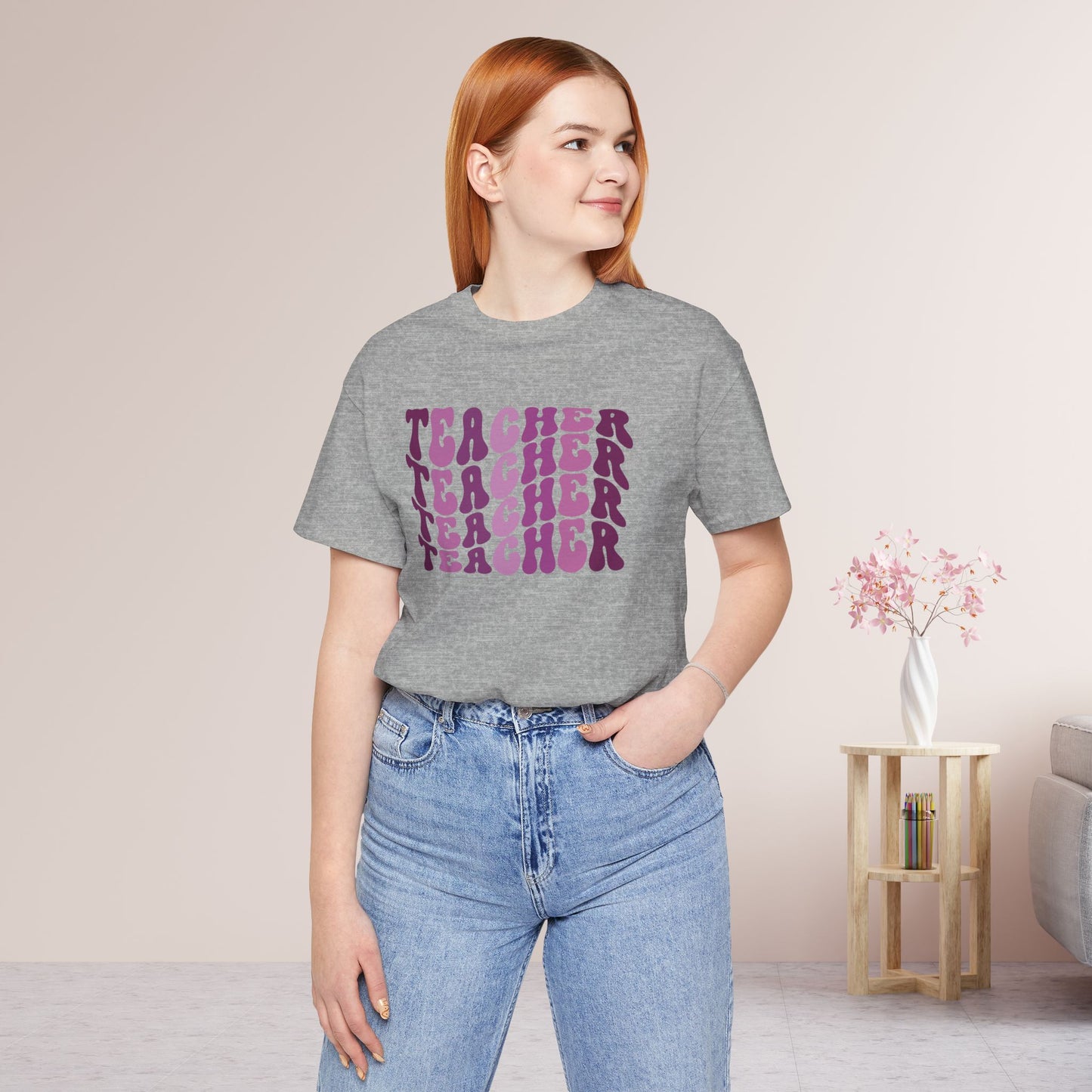 Groovy Purple Teacher Soft Cotton Tee for School Teachers