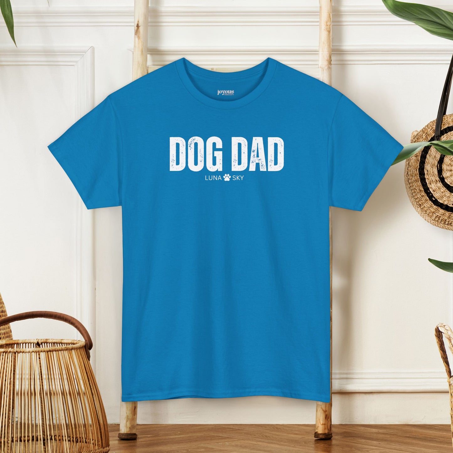 Custom Dog Dad Heavy Cotton Tee with Dogs Name - Personalized Dog Lover Gift
