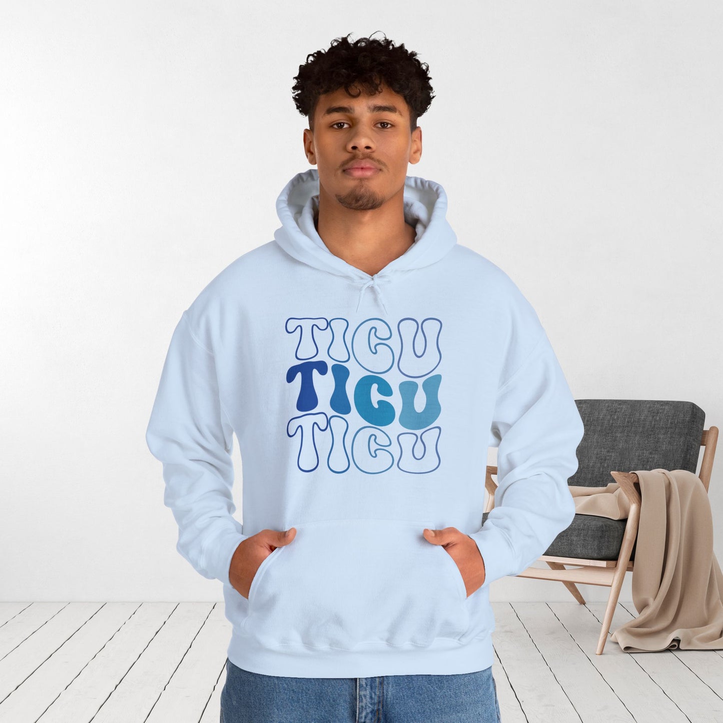 Groovy Blue TICU Hoodie - Trauma ICU Nurse Hoodie