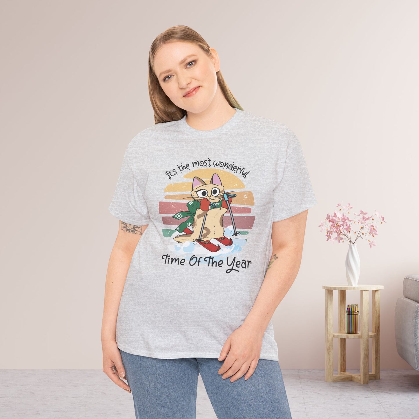 It's The Most Wonderful Time Of The Year Funny Cat Christmas Heavy Cotton Tee - Cat Lovers Christmas Gift