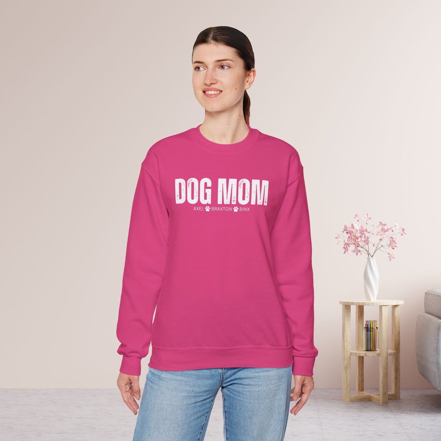 Custom Dog Mom Sweatshirt with Dogs Name - Personalized Gift for Dog Mom