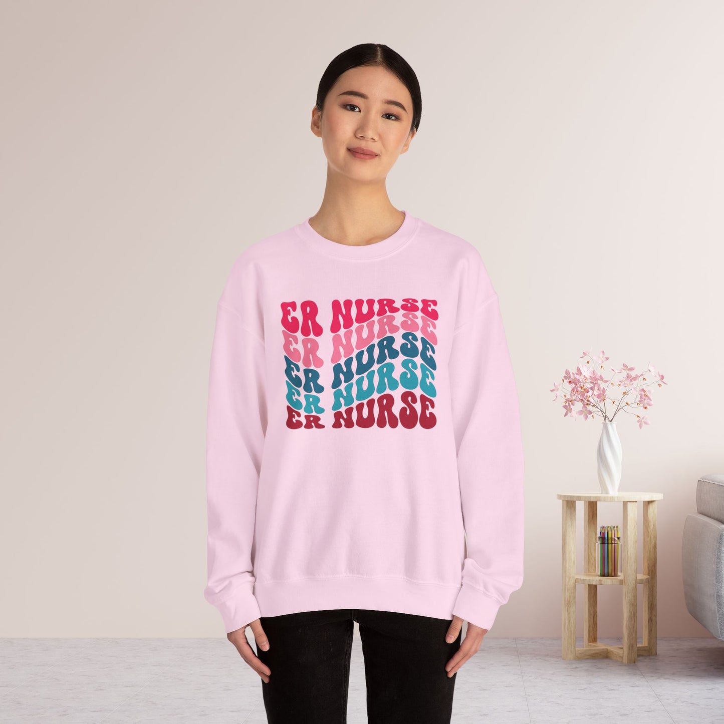 Groovy Colorful ER Nurse Sweatshirt - Emergency Nurse Crewneck