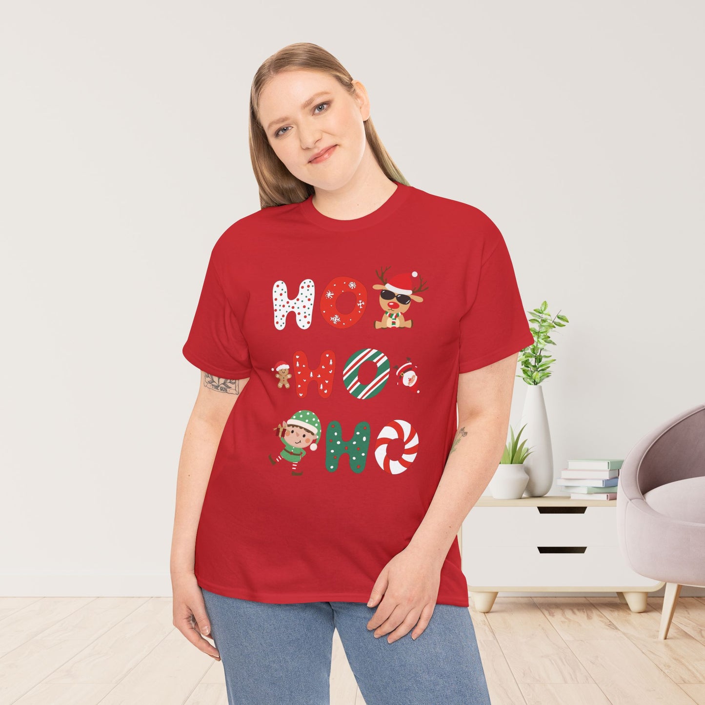 Ho Ho Ho Christmas Shirt - Matching Family Christmas Heavy Cotton Tee