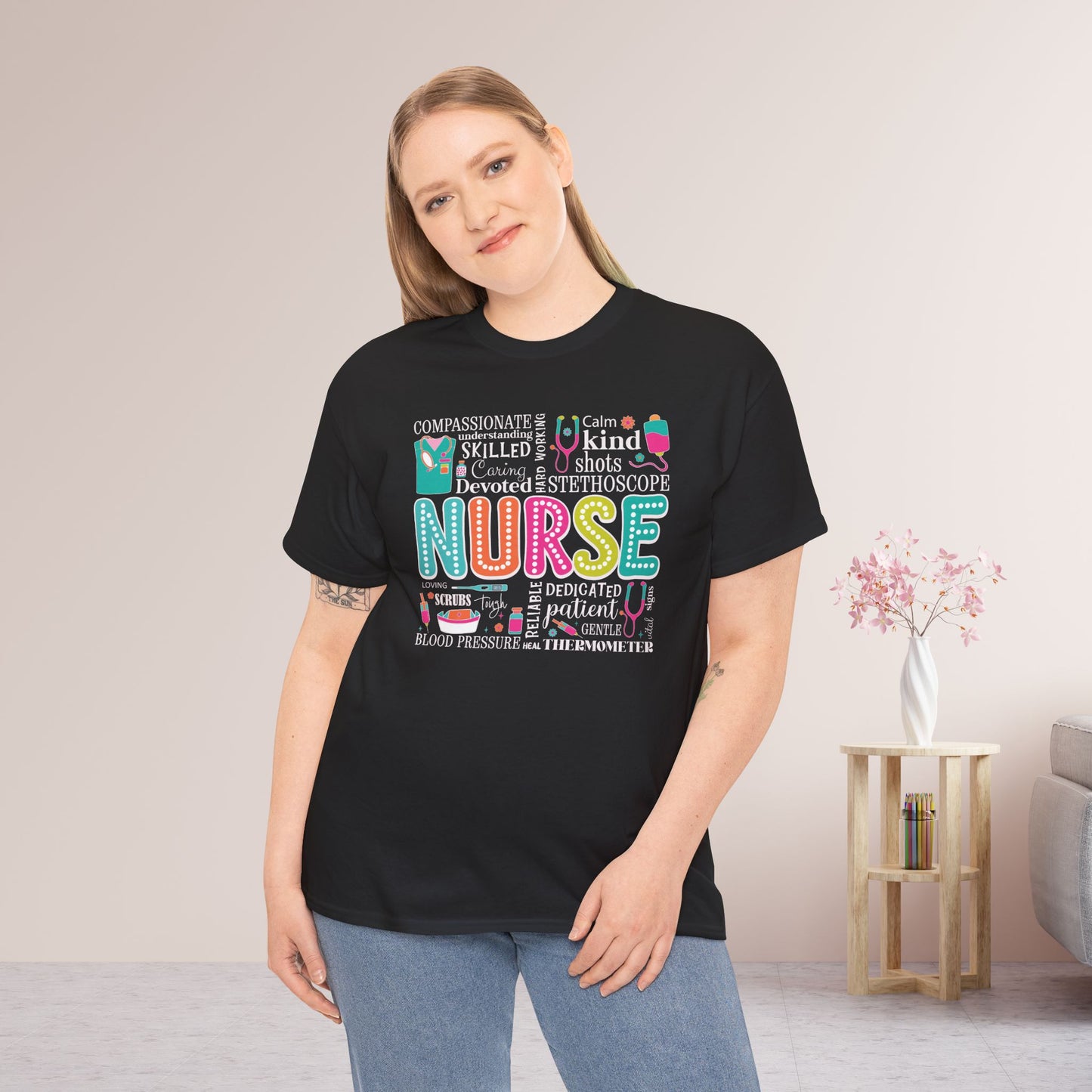 Trendy Nurse Heavy Cotton Tee for Dedicated Registered Nurse