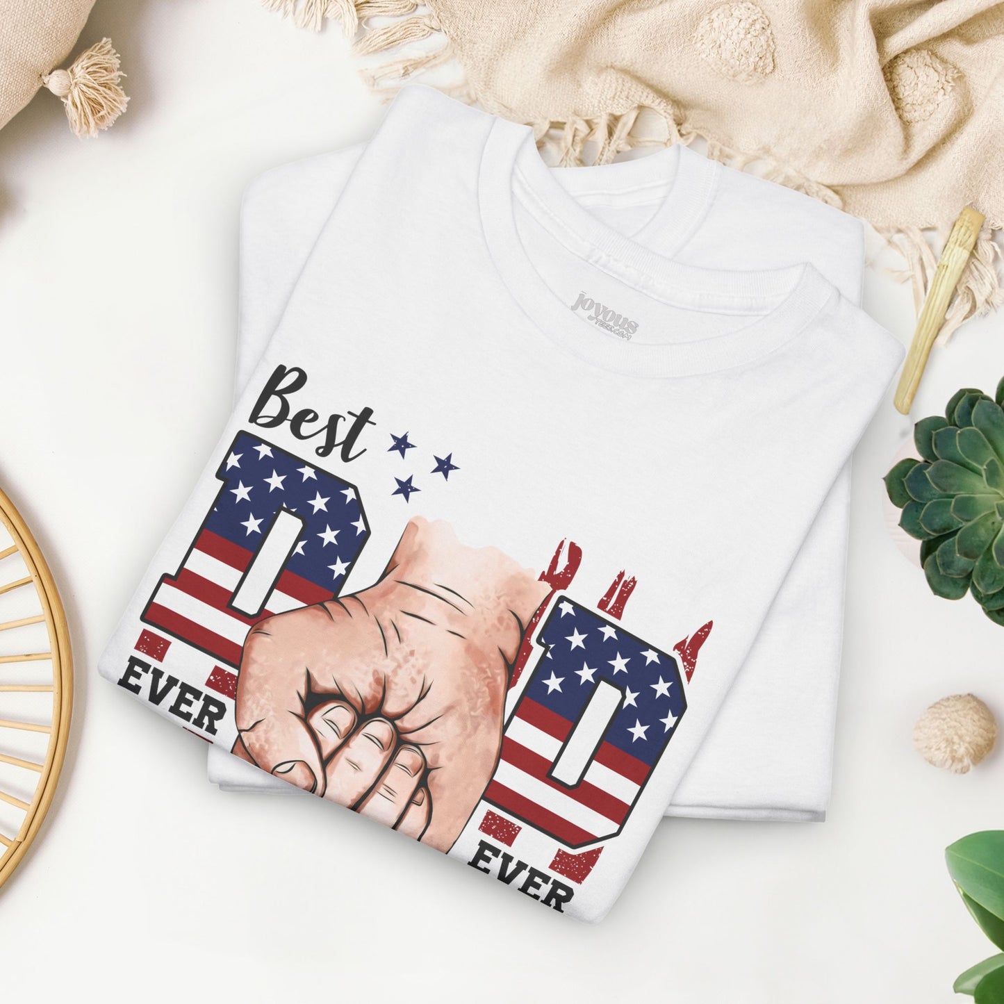 Custom Dad Heavy Cotton Tee with Kids Name - Personalized Gift for Dad