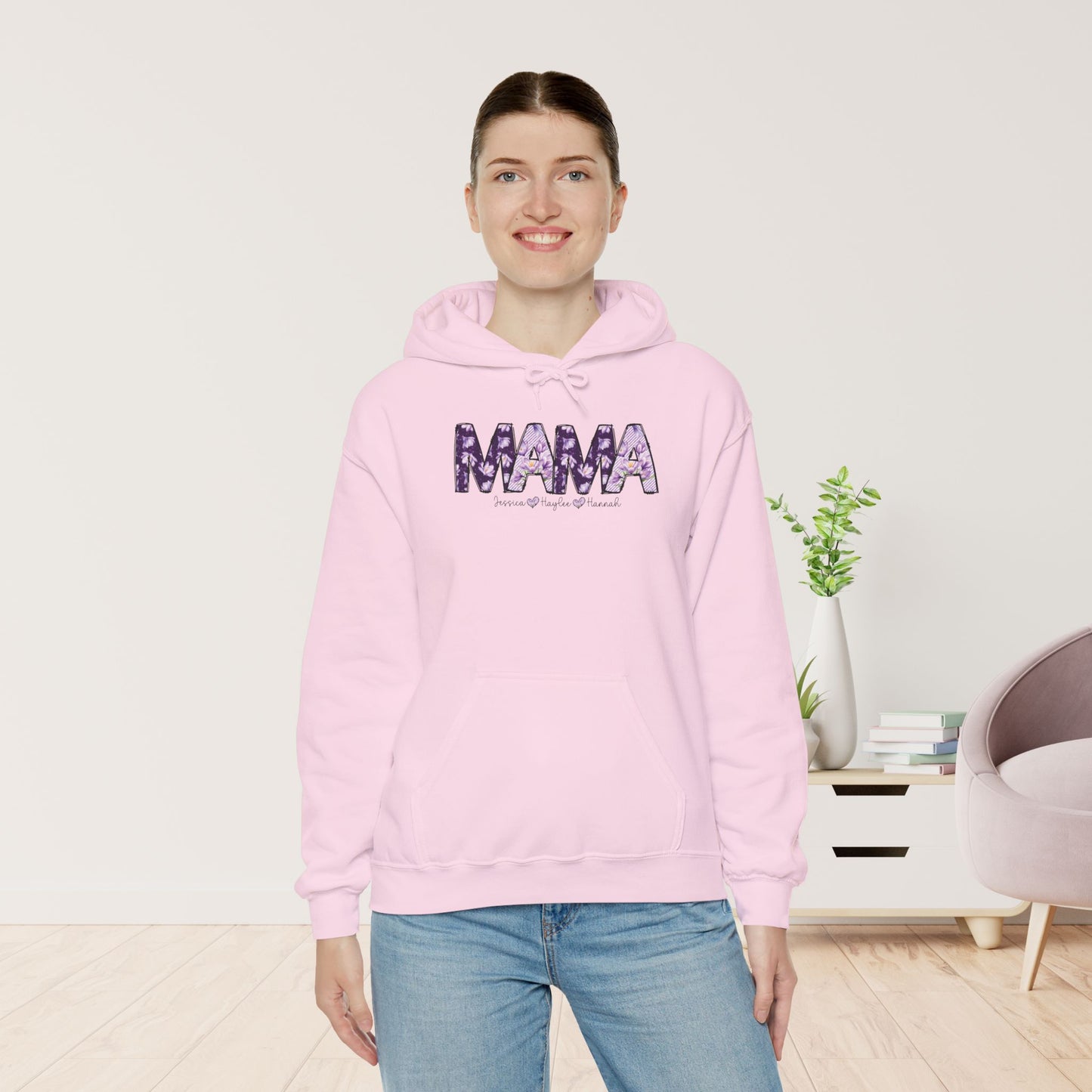 Custom Mama Hoodie with Kids Name - Personalized Gift for Mom
