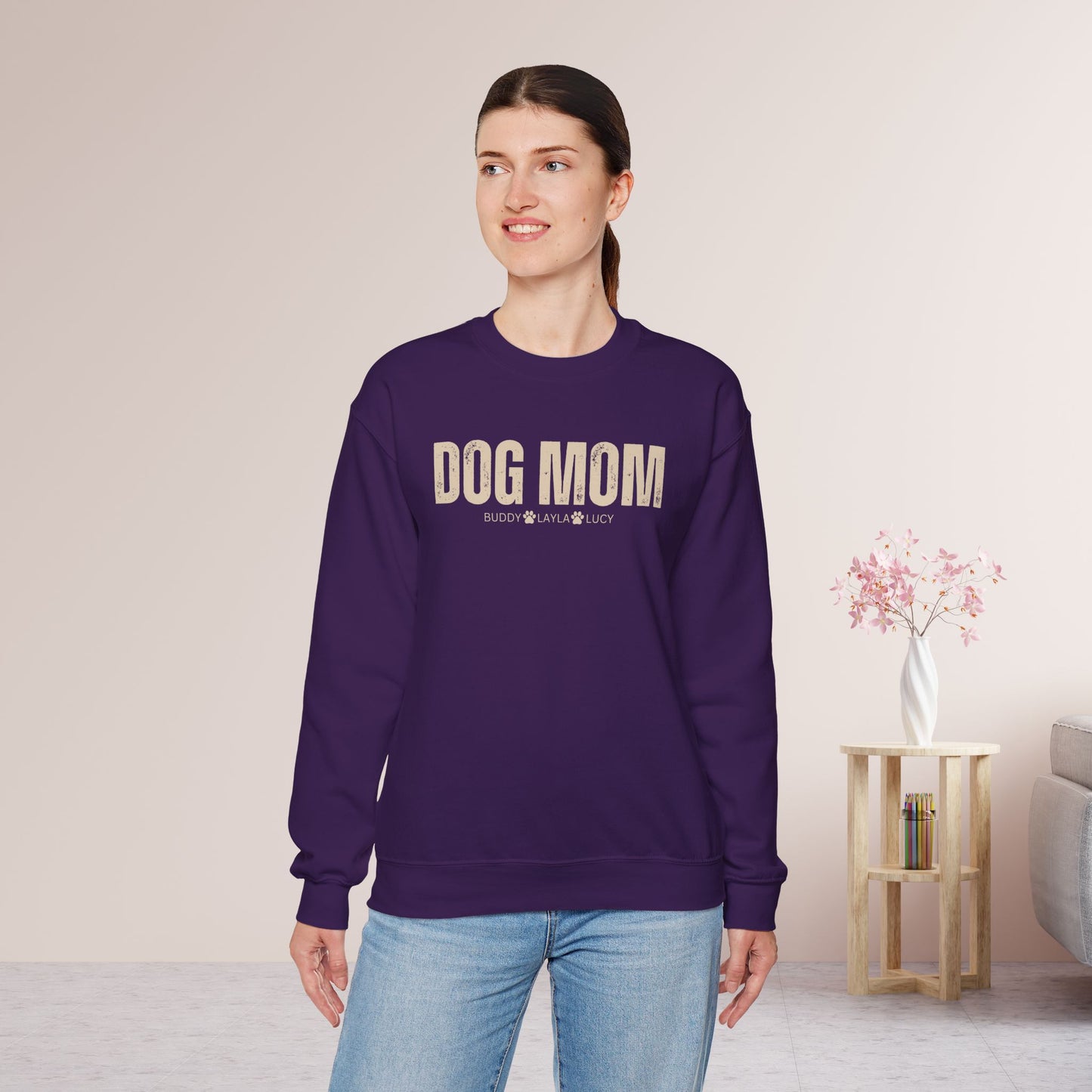 Custom Dog Mom Sweatshirt with Dogs Name - Personalized Gift for Dog Mom