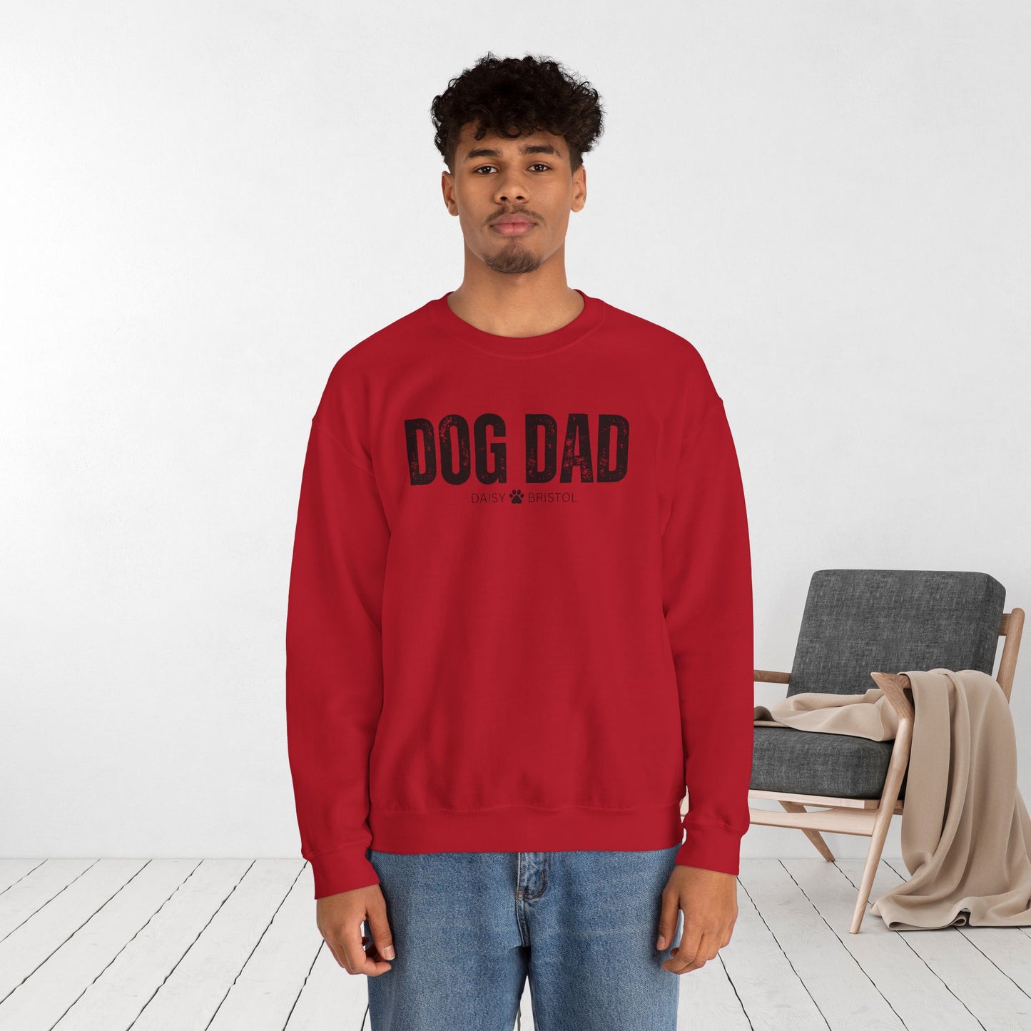 Custom Dog Dad Sweatshirt with Dogs Name - Personalized Gift for Dog Dad