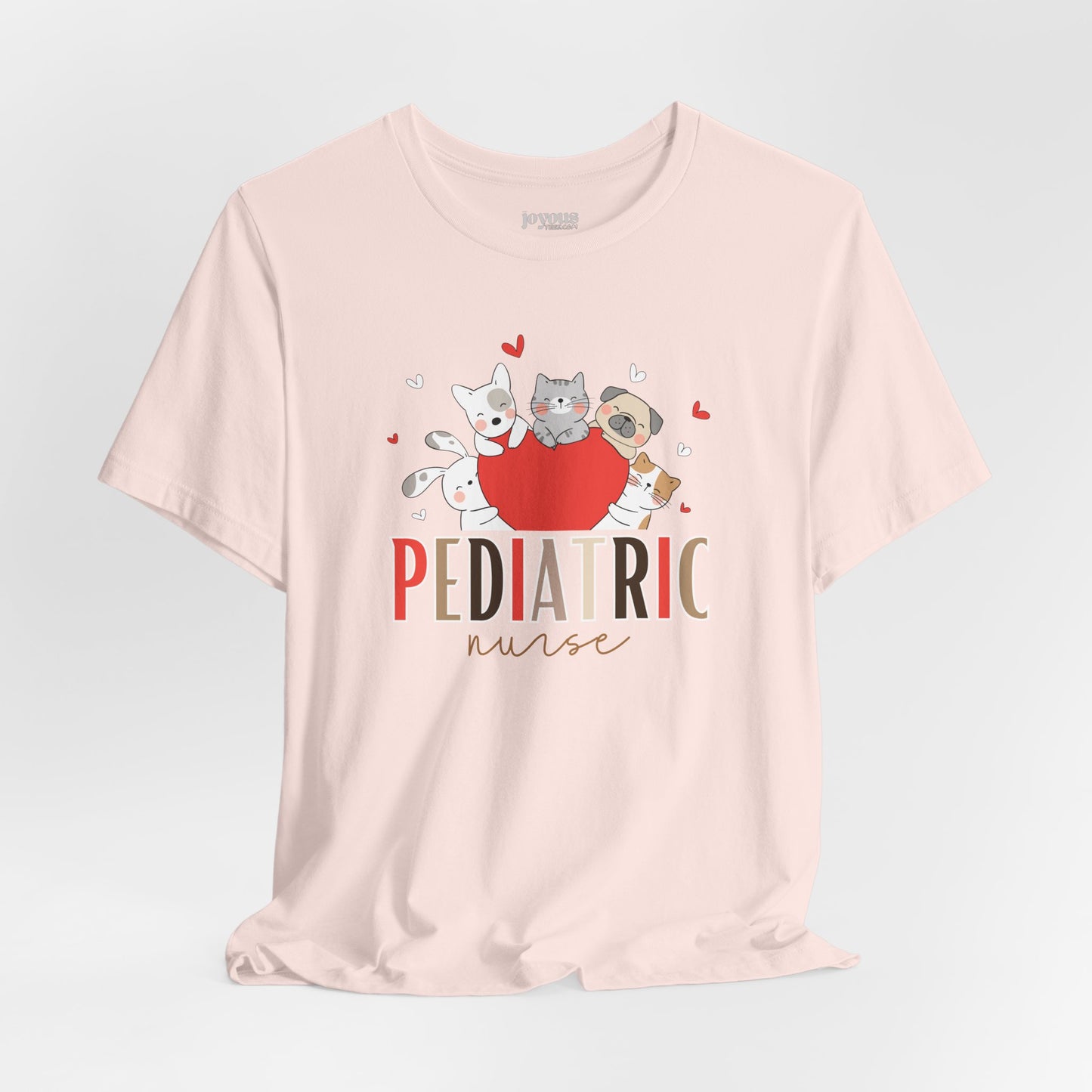 Pediatric Nurse Soft Cotton Tee with Cute Dogs and Cats for PEDS Nurse