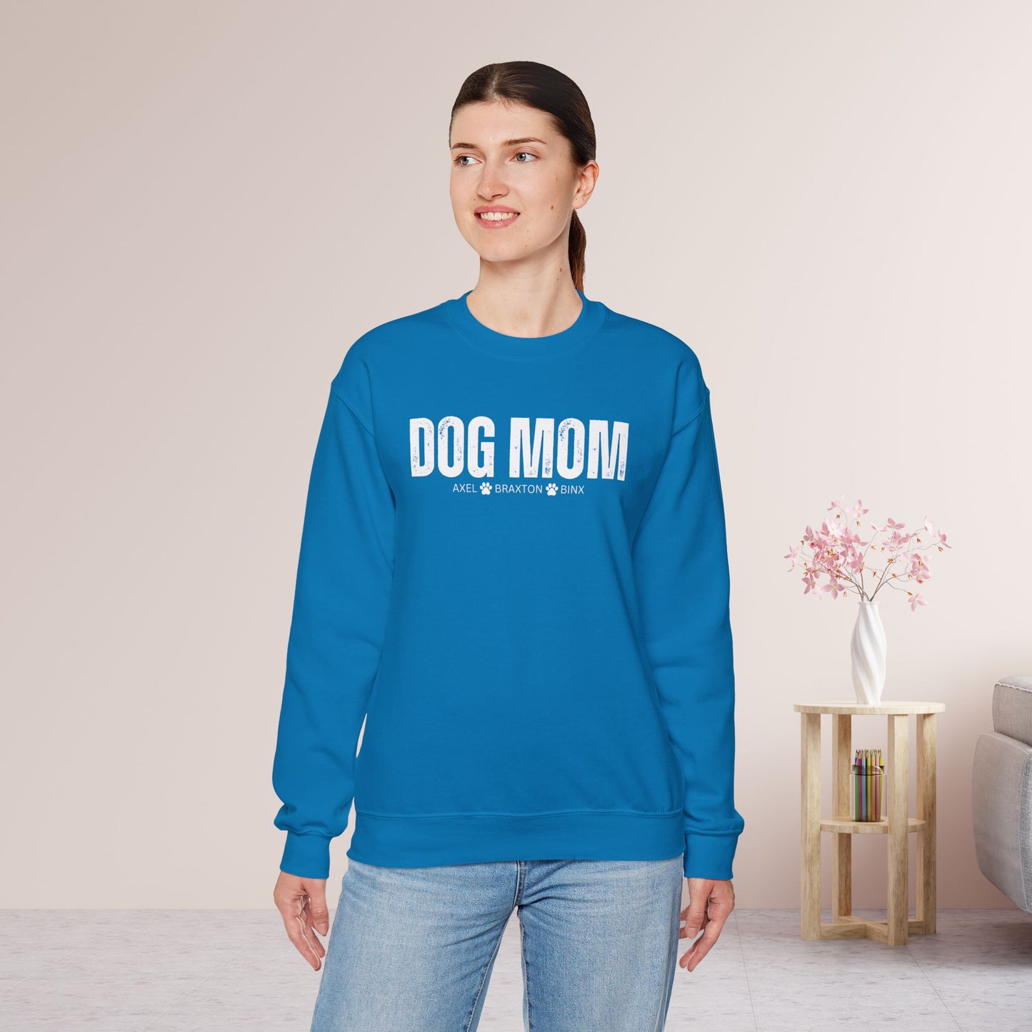Custom Dog Mom Sweatshirt with Dogs Name - Personalized Gift for Dog Mom
