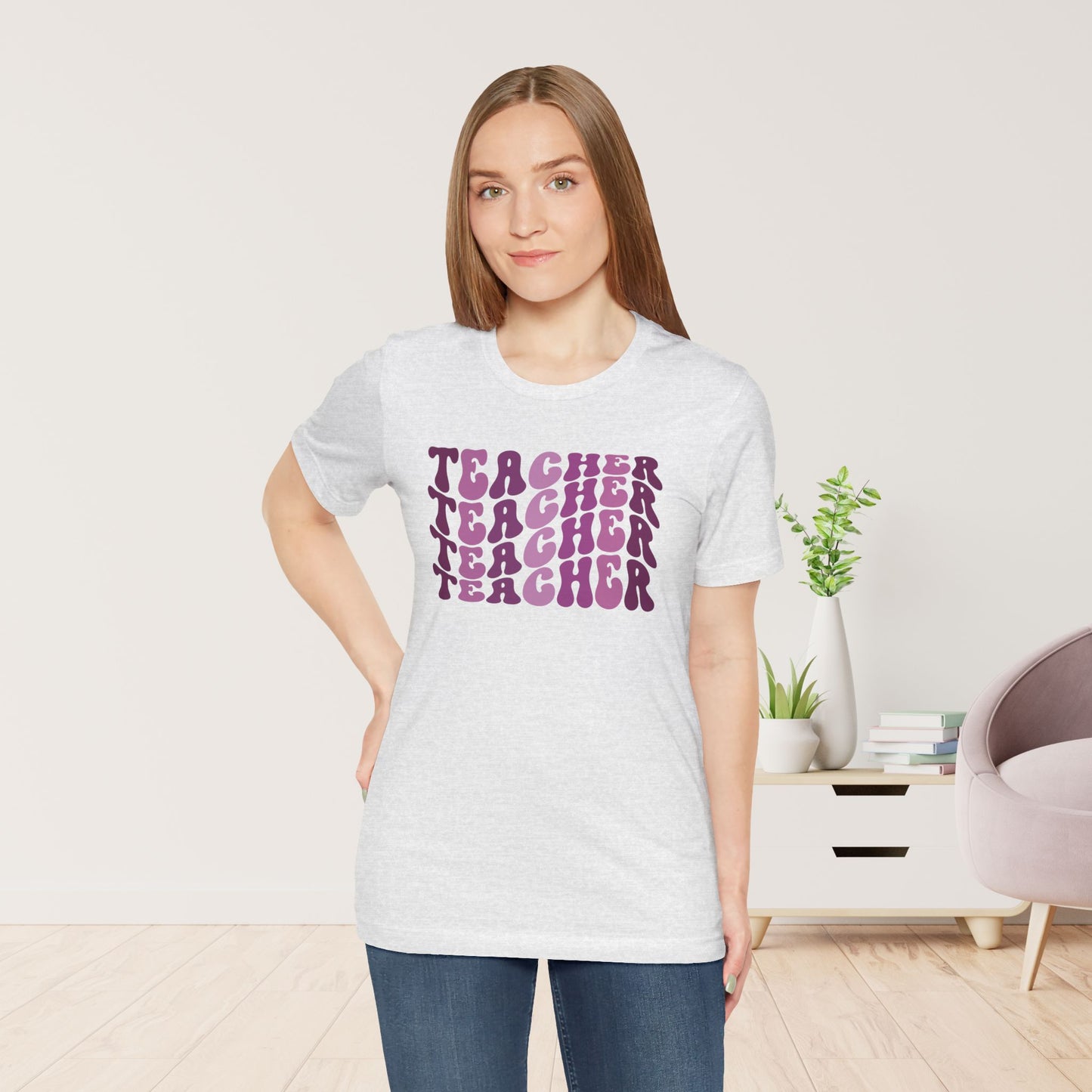 Groovy Purple Teacher Soft Cotton Tee for School Teachers