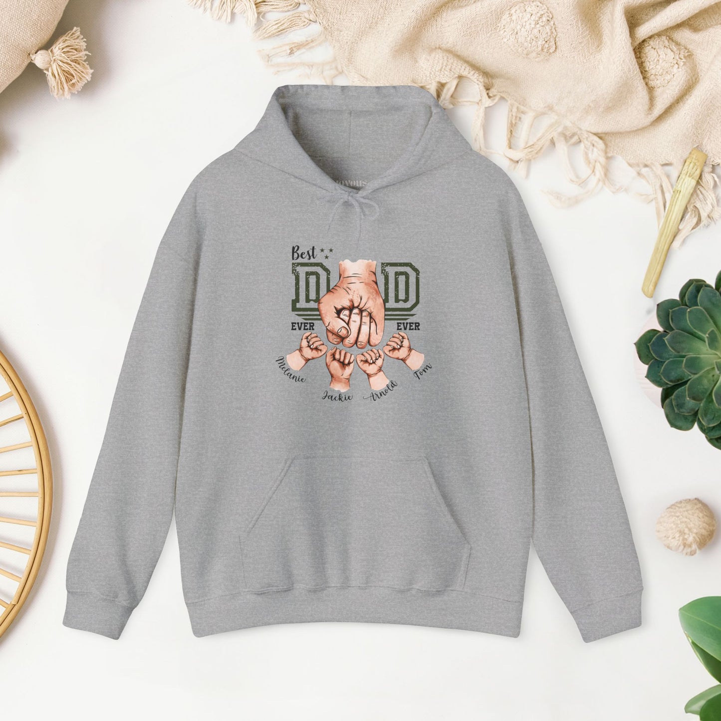 Custom Dad Hoodie with Kids Name - Personalized Gift for Dad