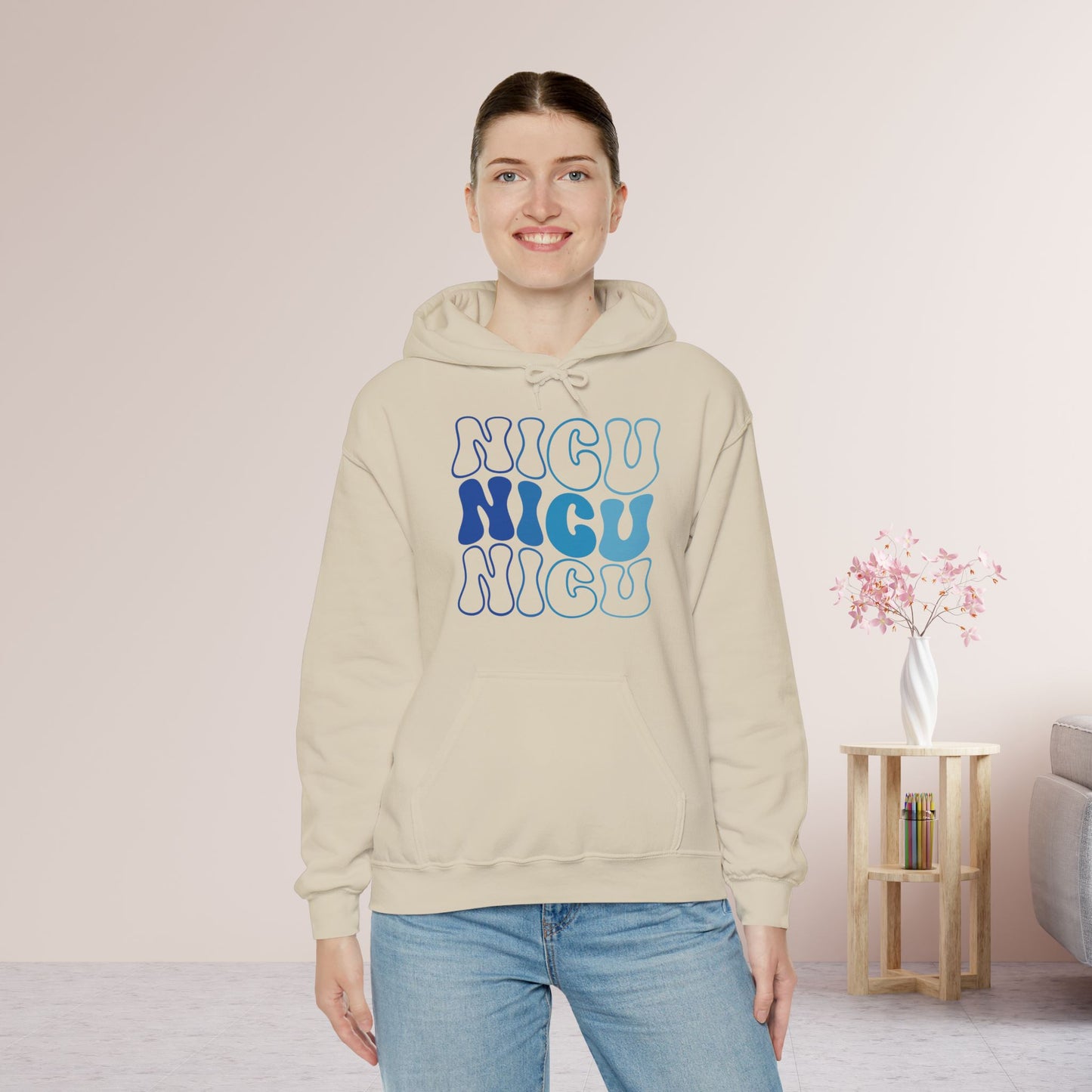 Groovy Blue NICU Hoodie - Neonatal ICU Nurse Hoodie
