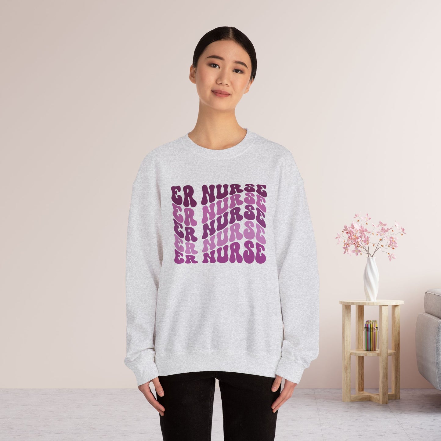 Groovy Purple ER Nurse Sweatshirt - Emergency Nurse Sweatshirt