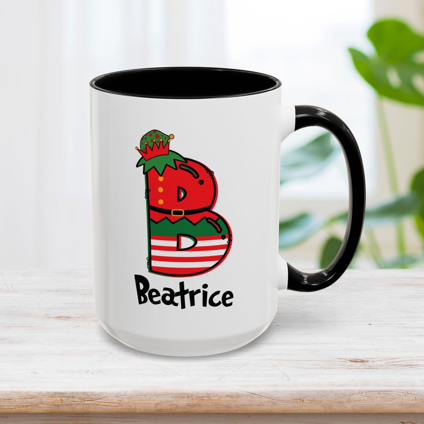 Custom Name Christmas Elf Initial Letter Mug - Personalized Christmas Gifts A-Z