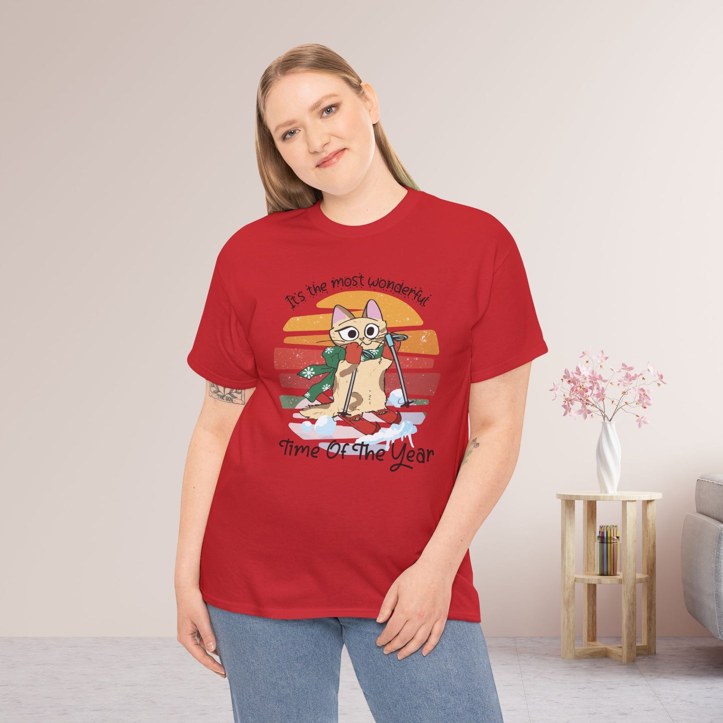 It's The Most Wonderful Time Of The Year Funny Cat Christmas Heavy Cotton Tee - Cat Lovers Christmas Gift