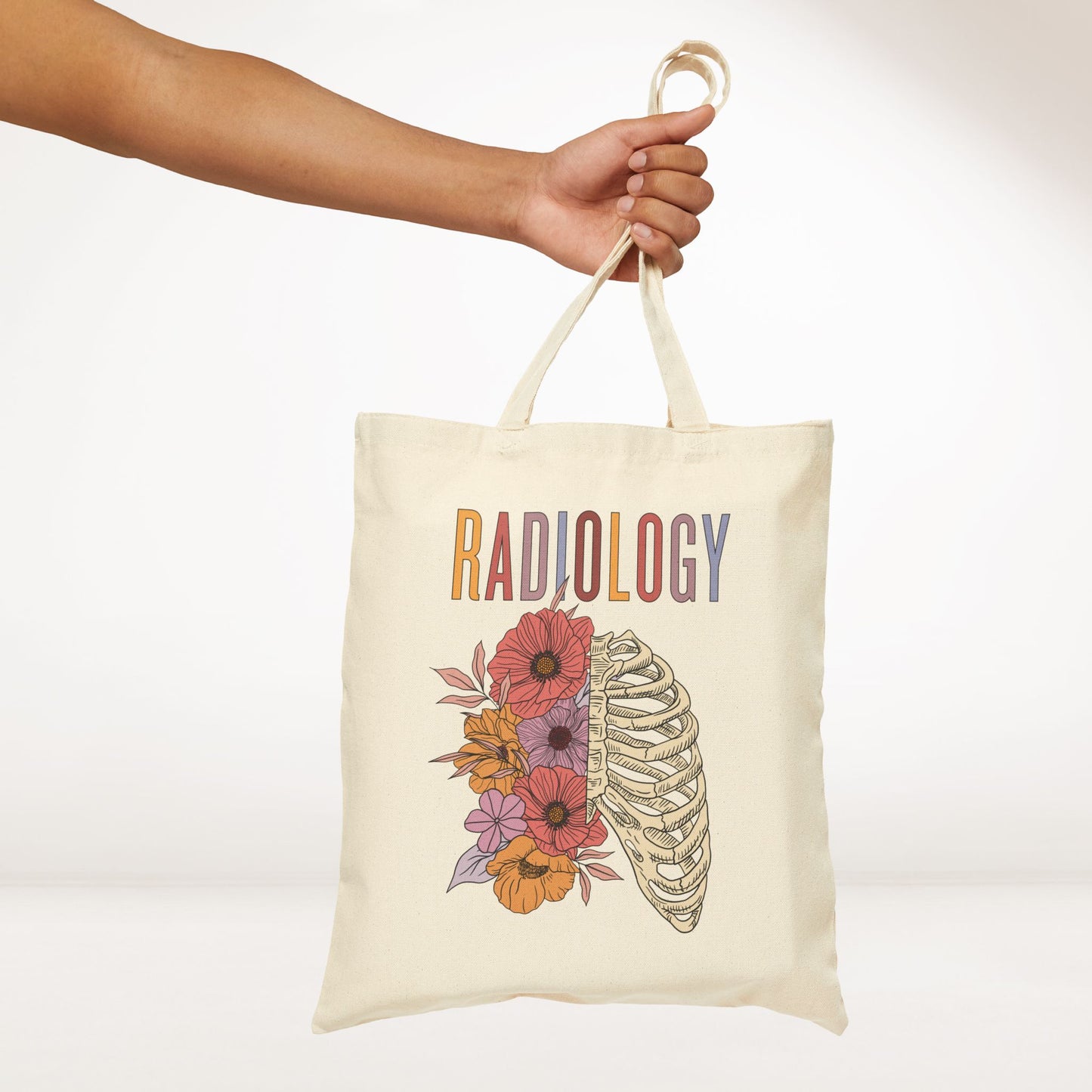 Floral Radiology Canvas Tote Bag - Best Radiology Gift