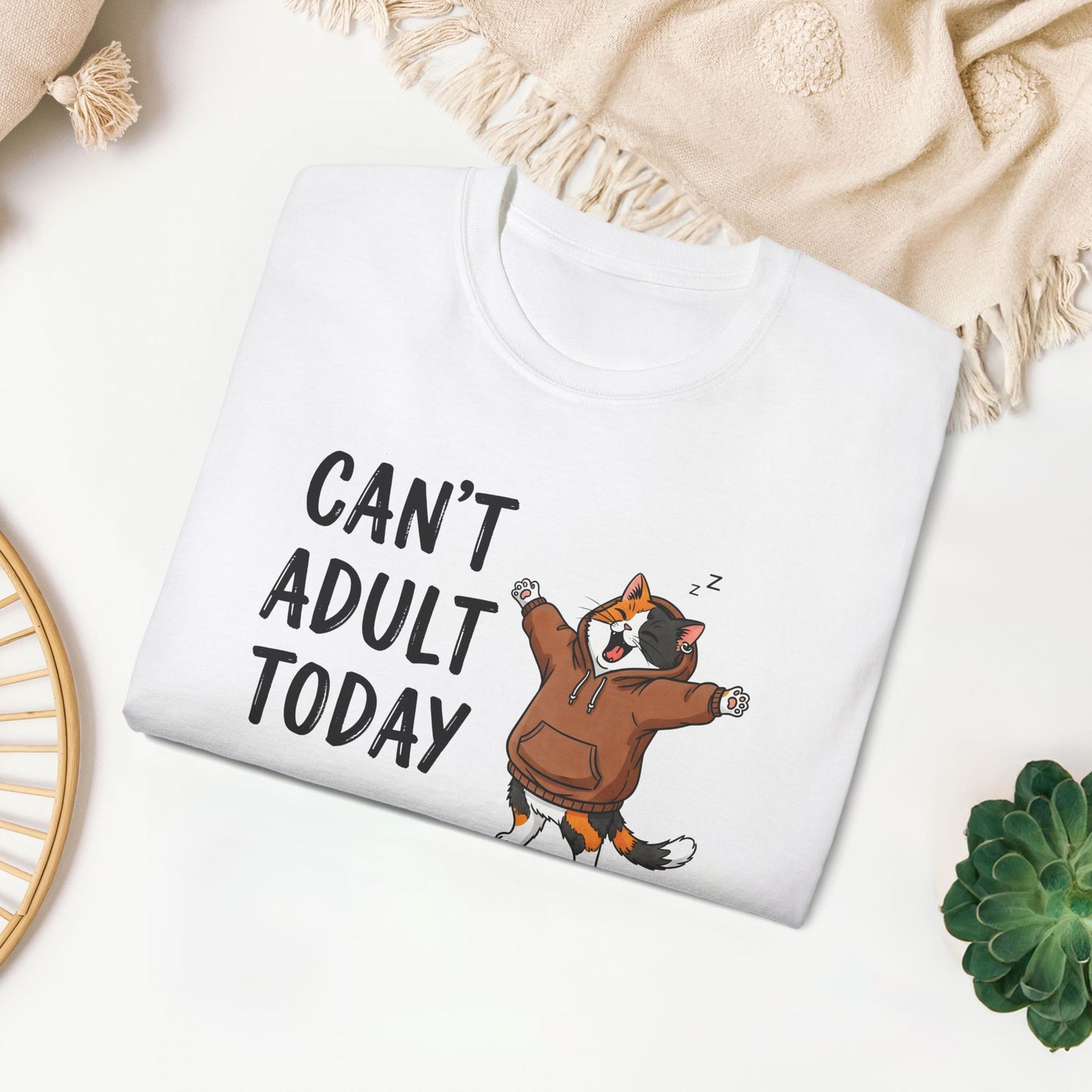 Can't Adult Today Funny Cat Ultra Cotton Tee