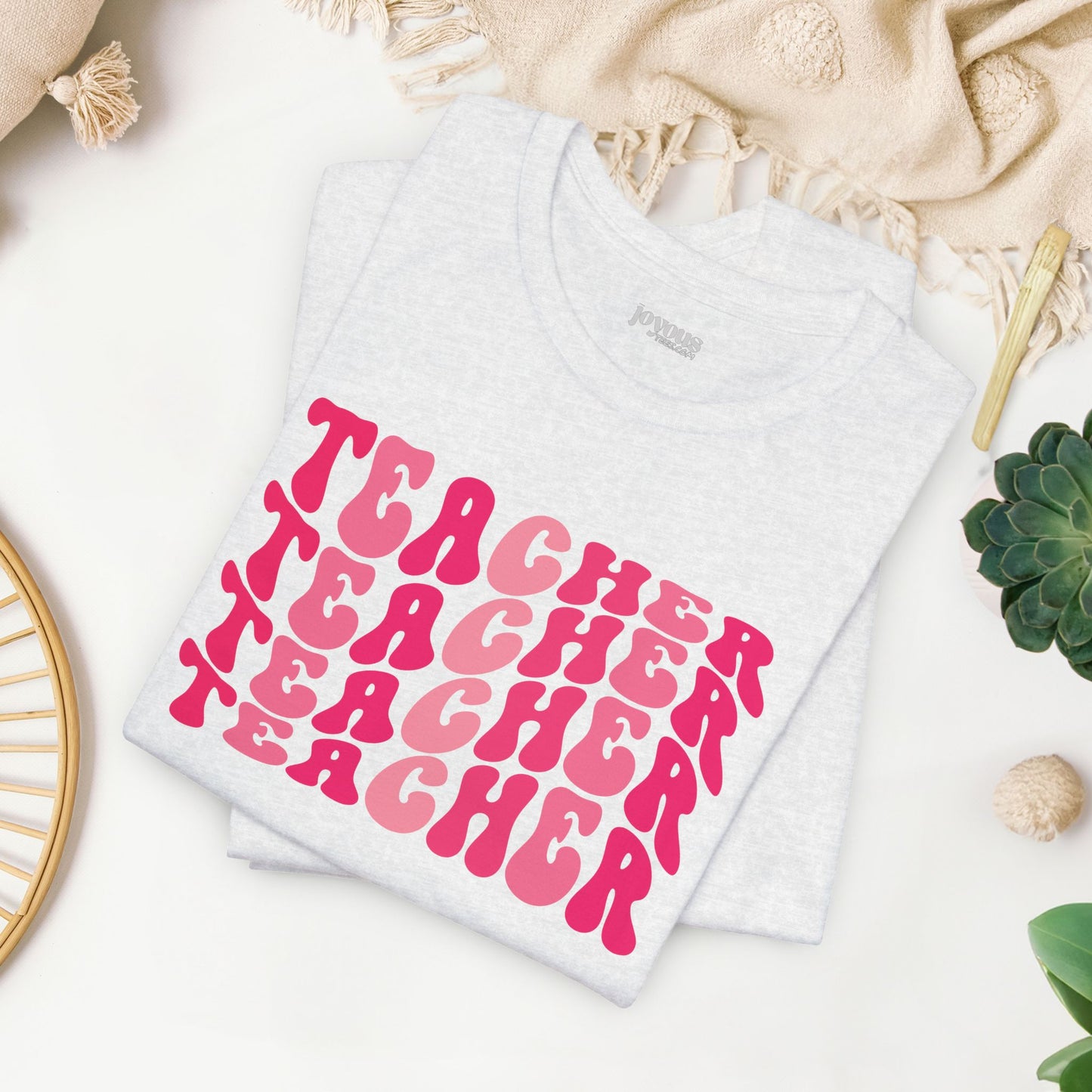 Groovy Pink Teacher Soft Cotton Tee for School Teachers