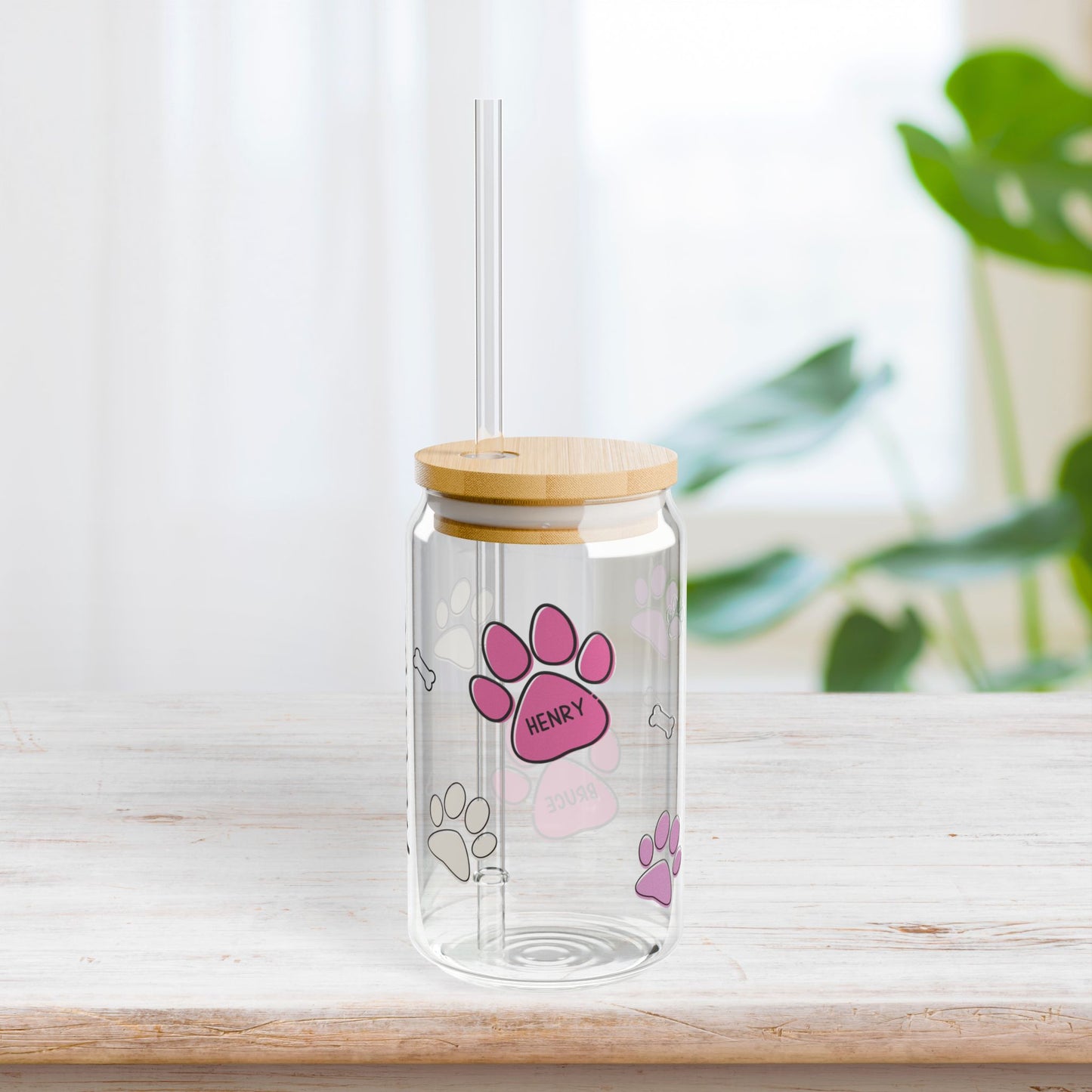 Personalized Dog Mom Sipper Glass with Names - Custom Dog Lovers Gifts