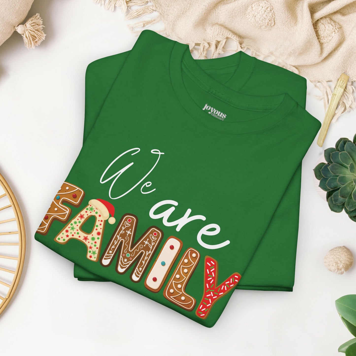 We Are Family Christmas Cookie Heavy Cotton Tee - Christmas Pajama Shirt